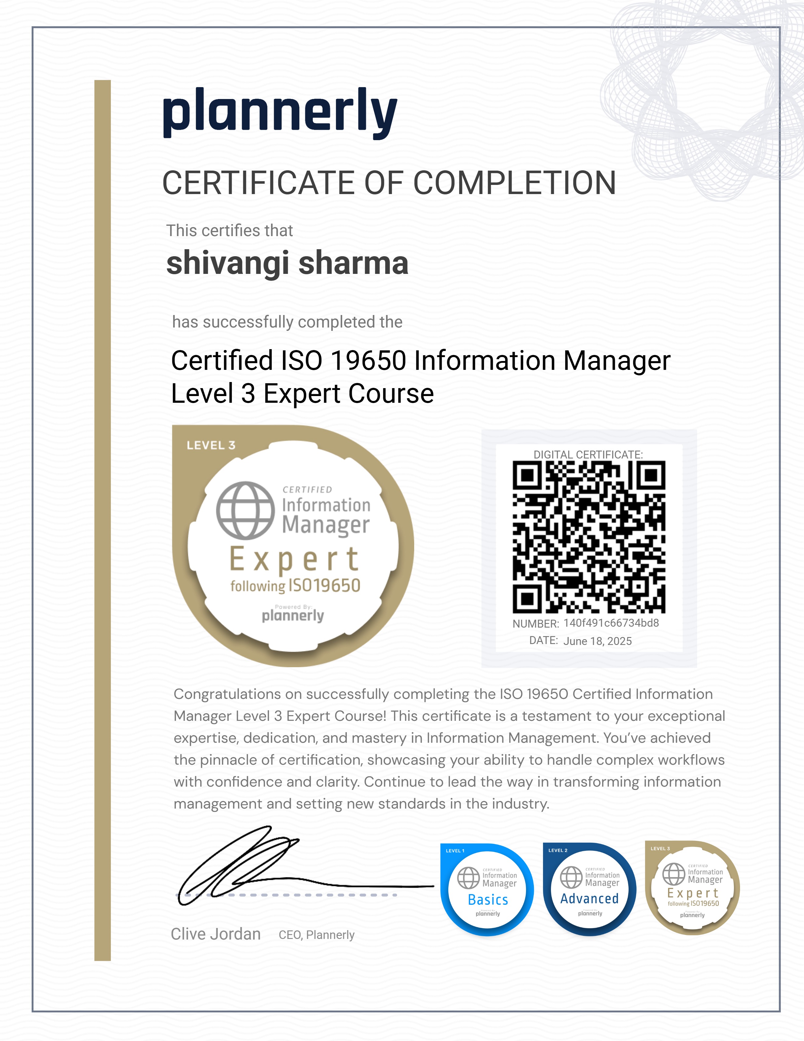 Level 3 Information Manager - ISO 19650 Expert