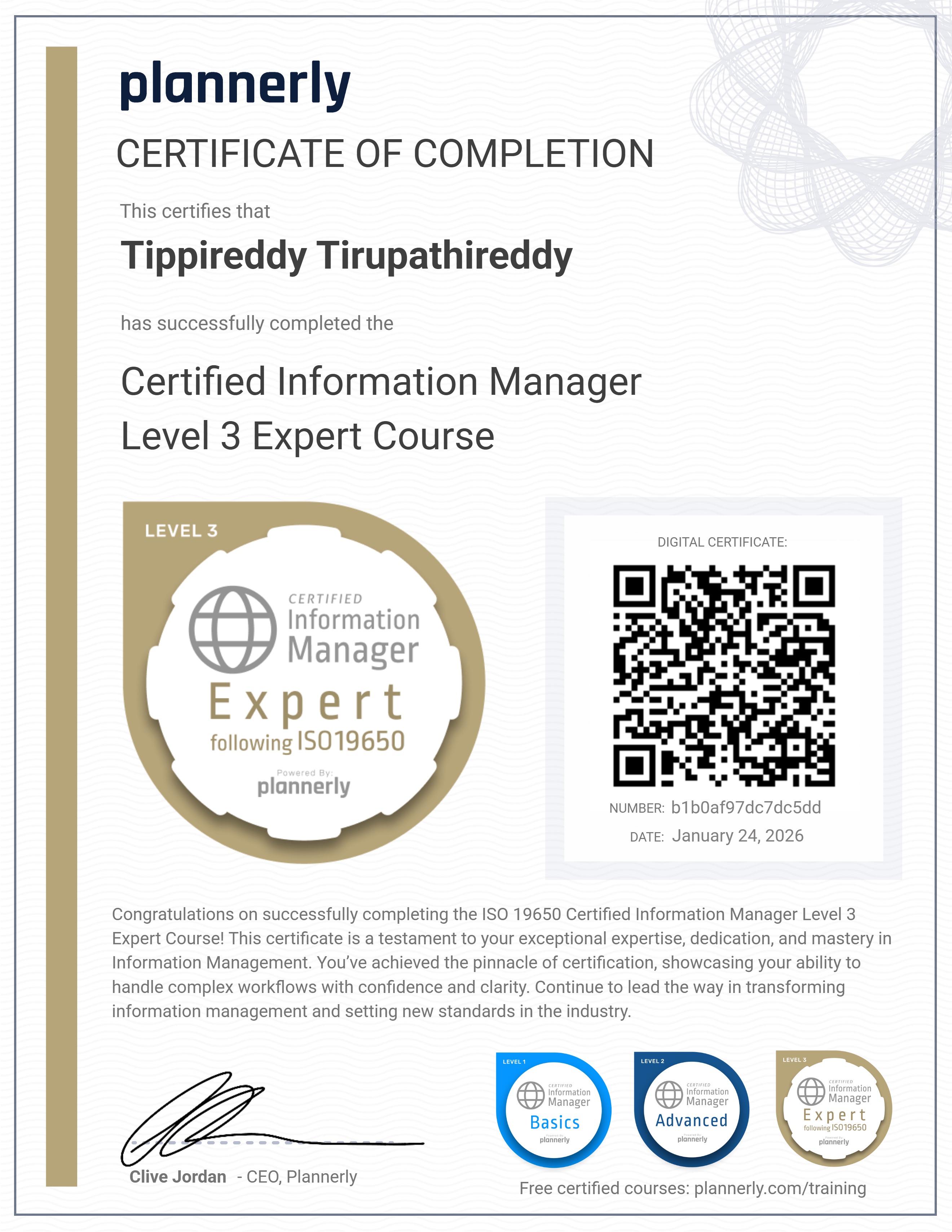 Level 3 Information Manager - ISO 19650 Expert