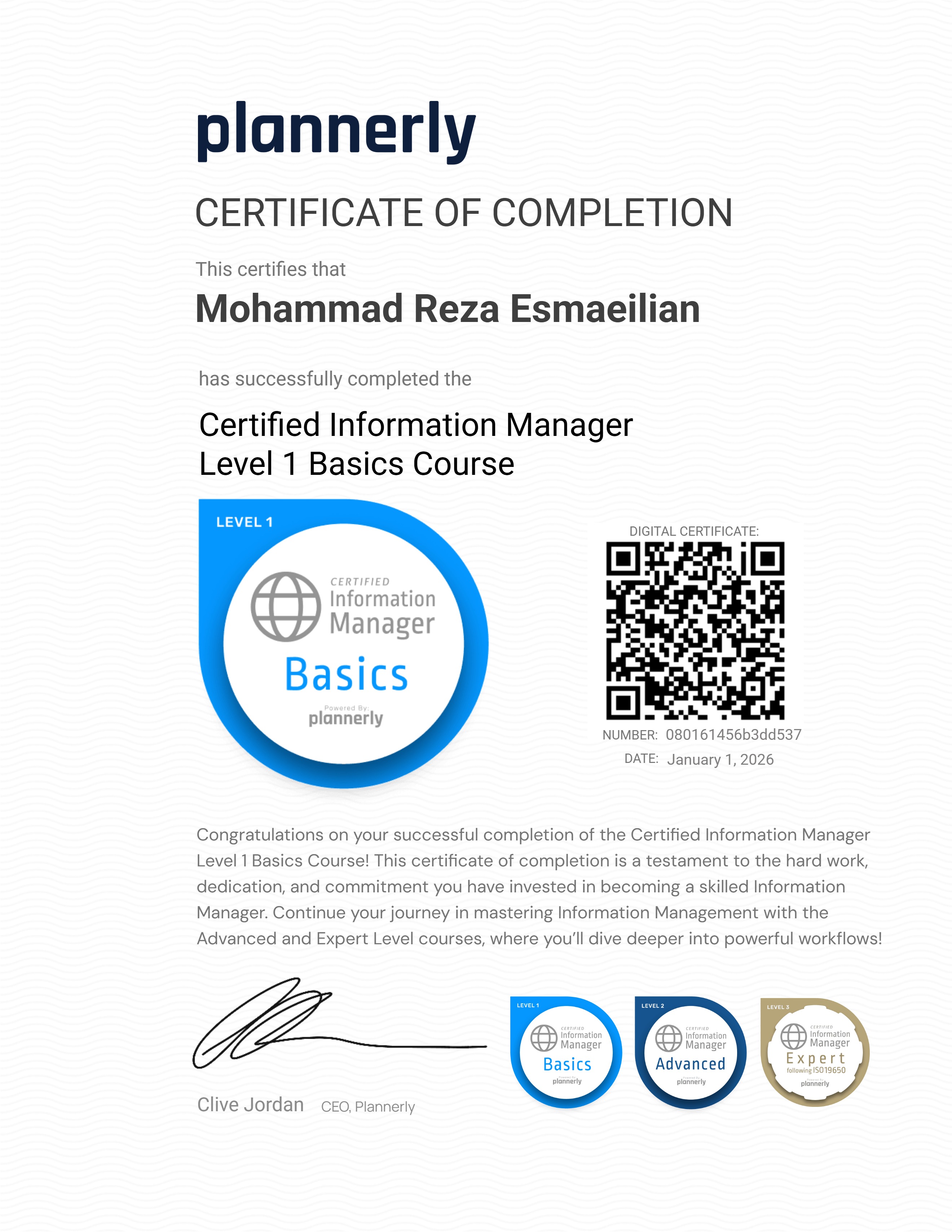 Level 1 Information Manager - Basics