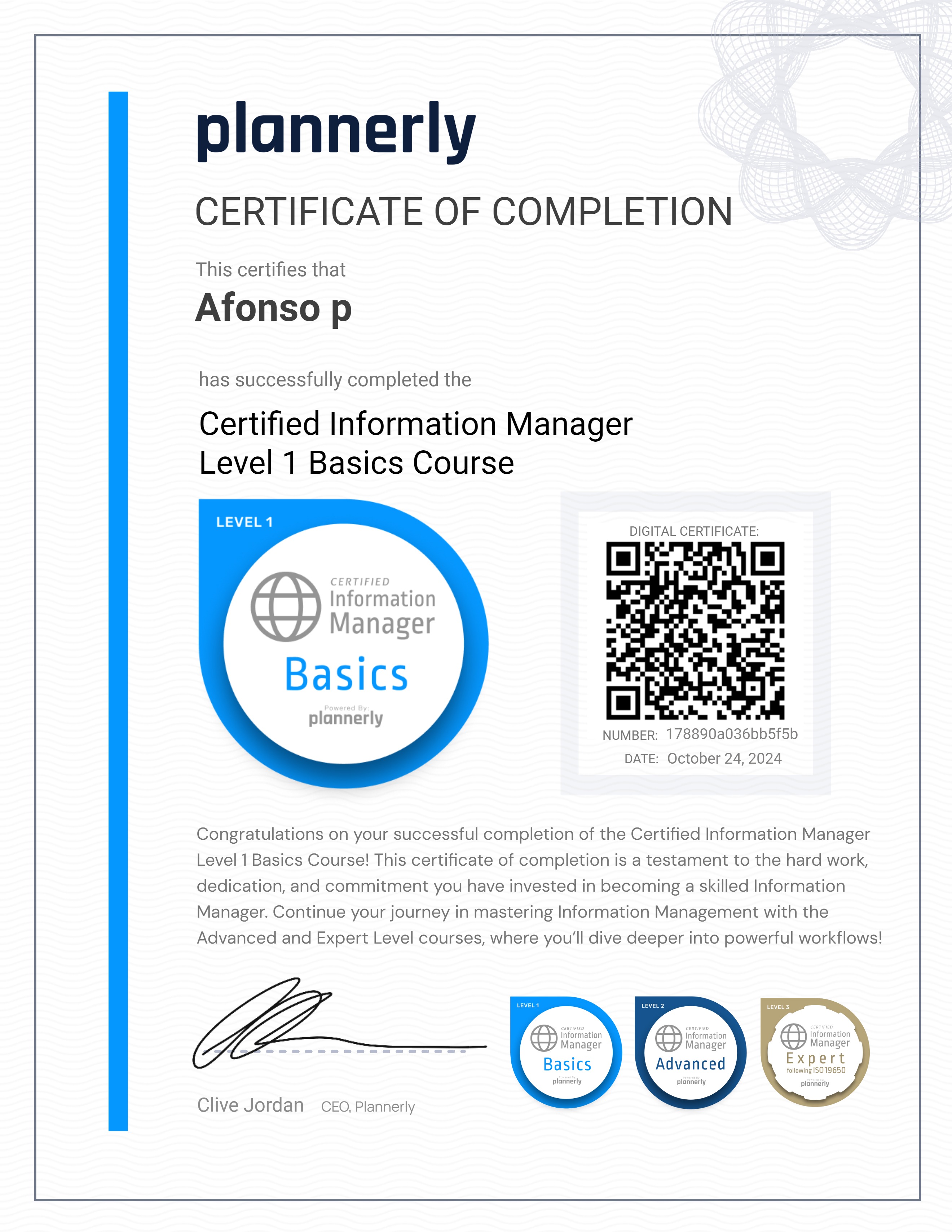 Level 1 Information Manager - Basics