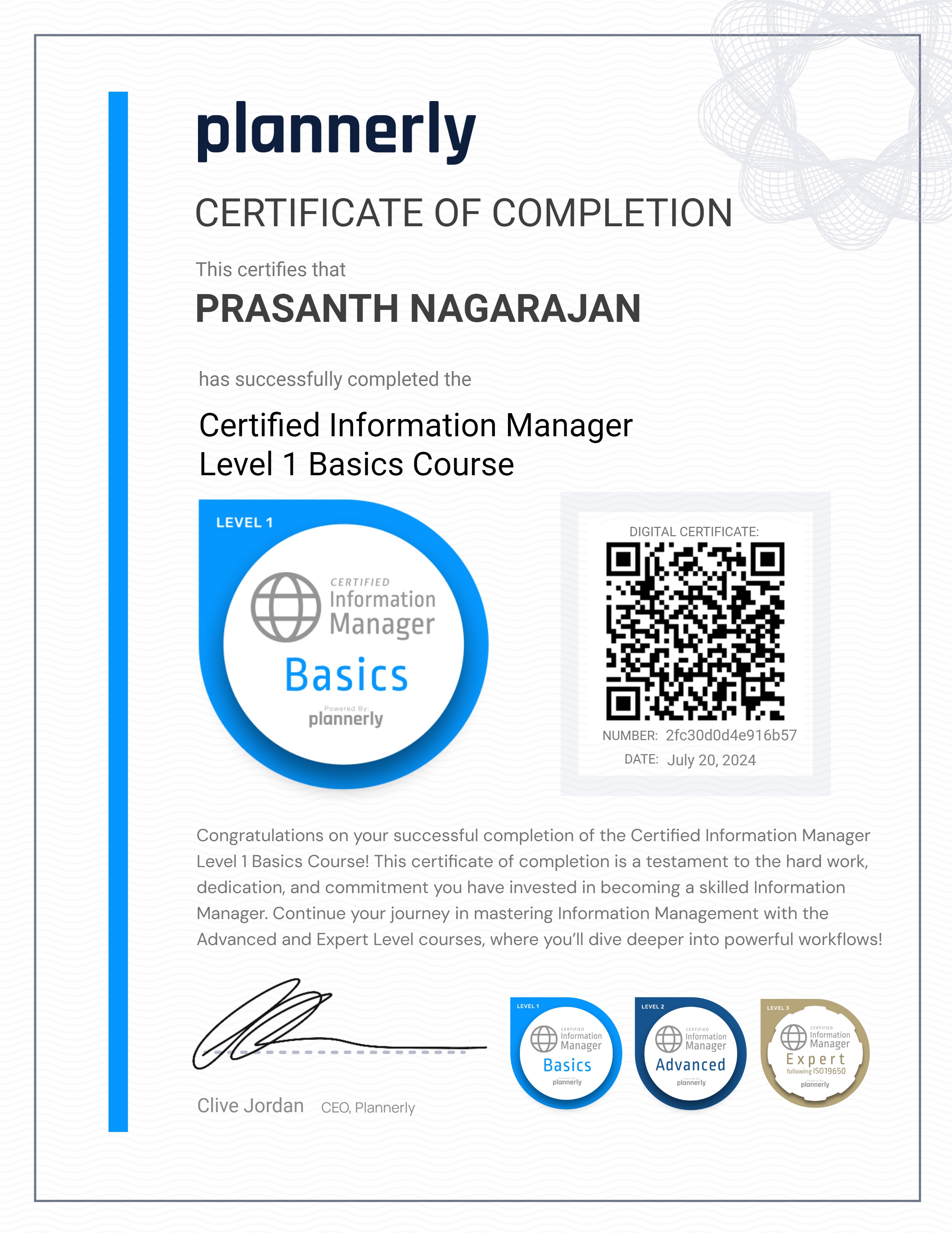 Level 1 Information Manager - Basics