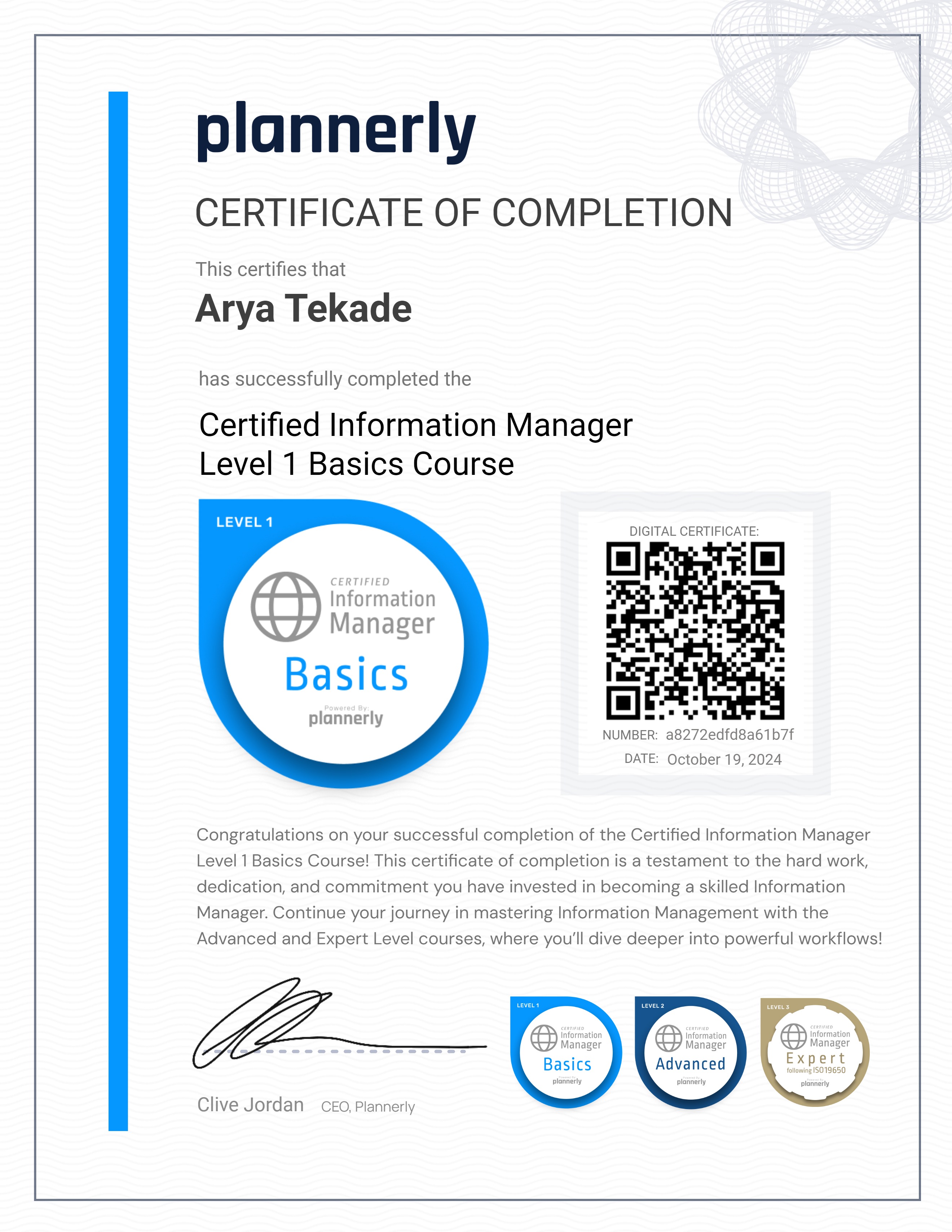 Level 1 Information Manager - Basics