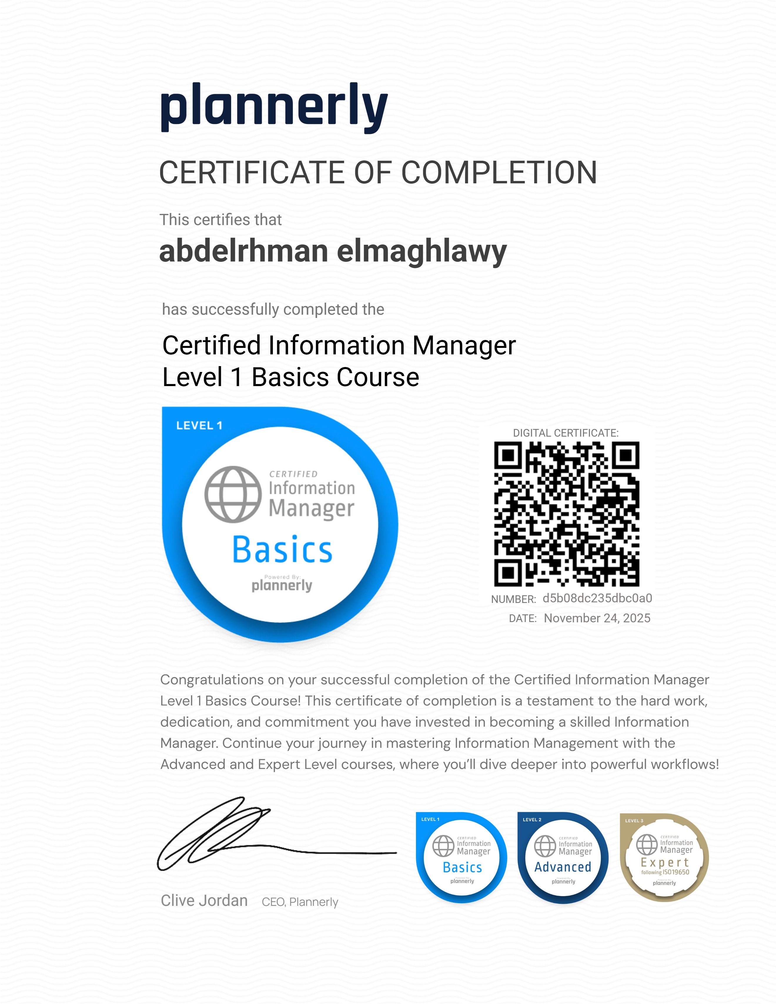 Level 1 Information Manager - Basics