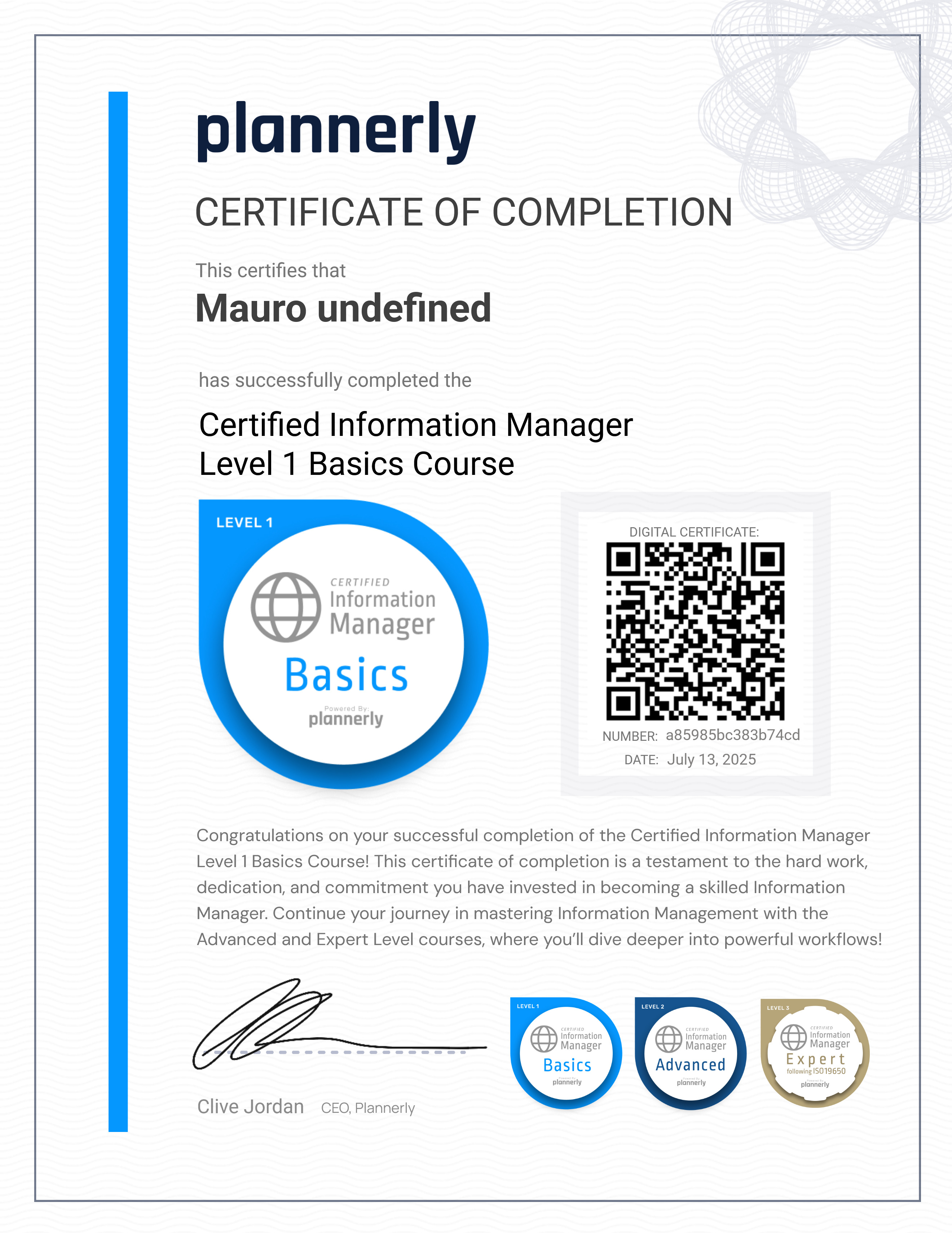 Level 1 Information Manager - Basics