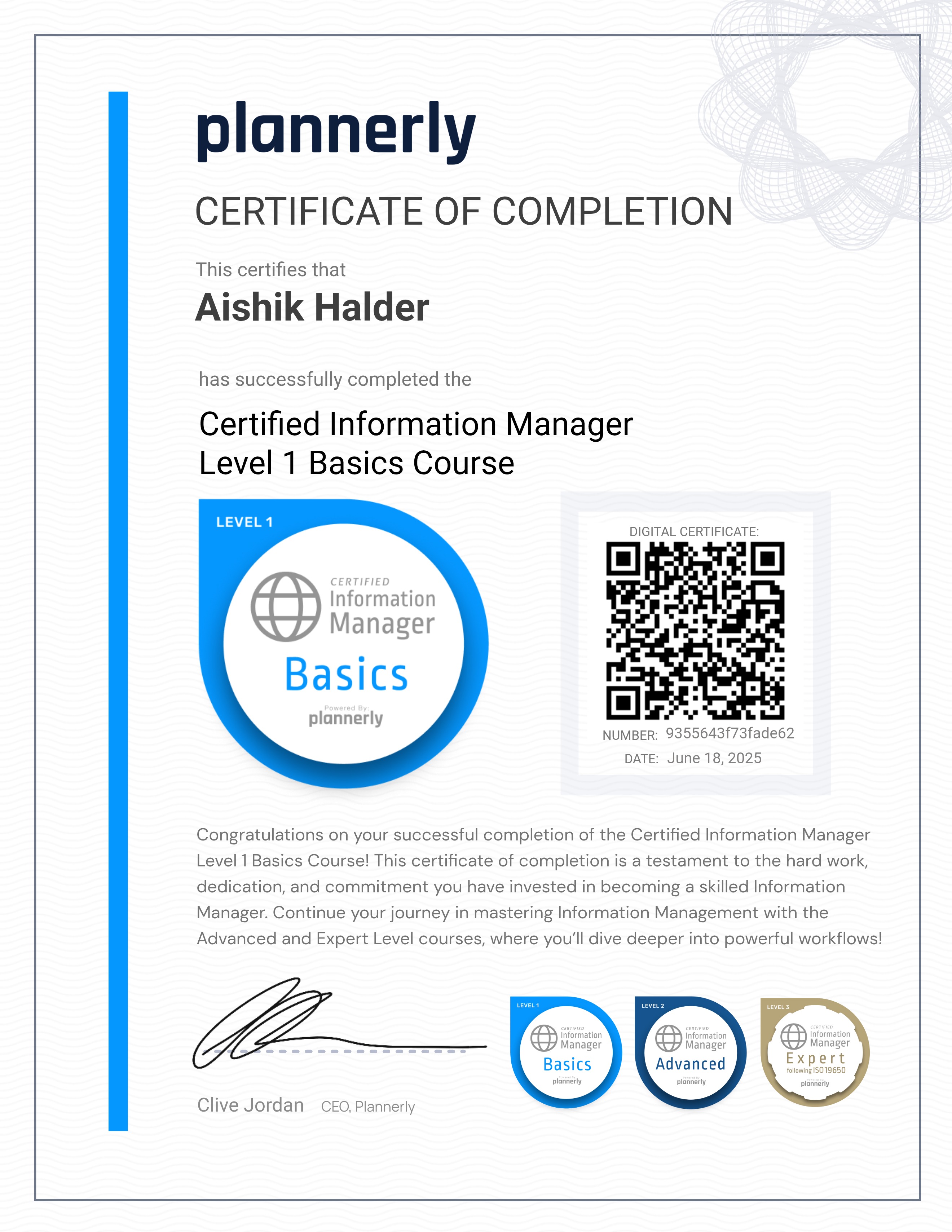 Level 1 Information Manager - Basics