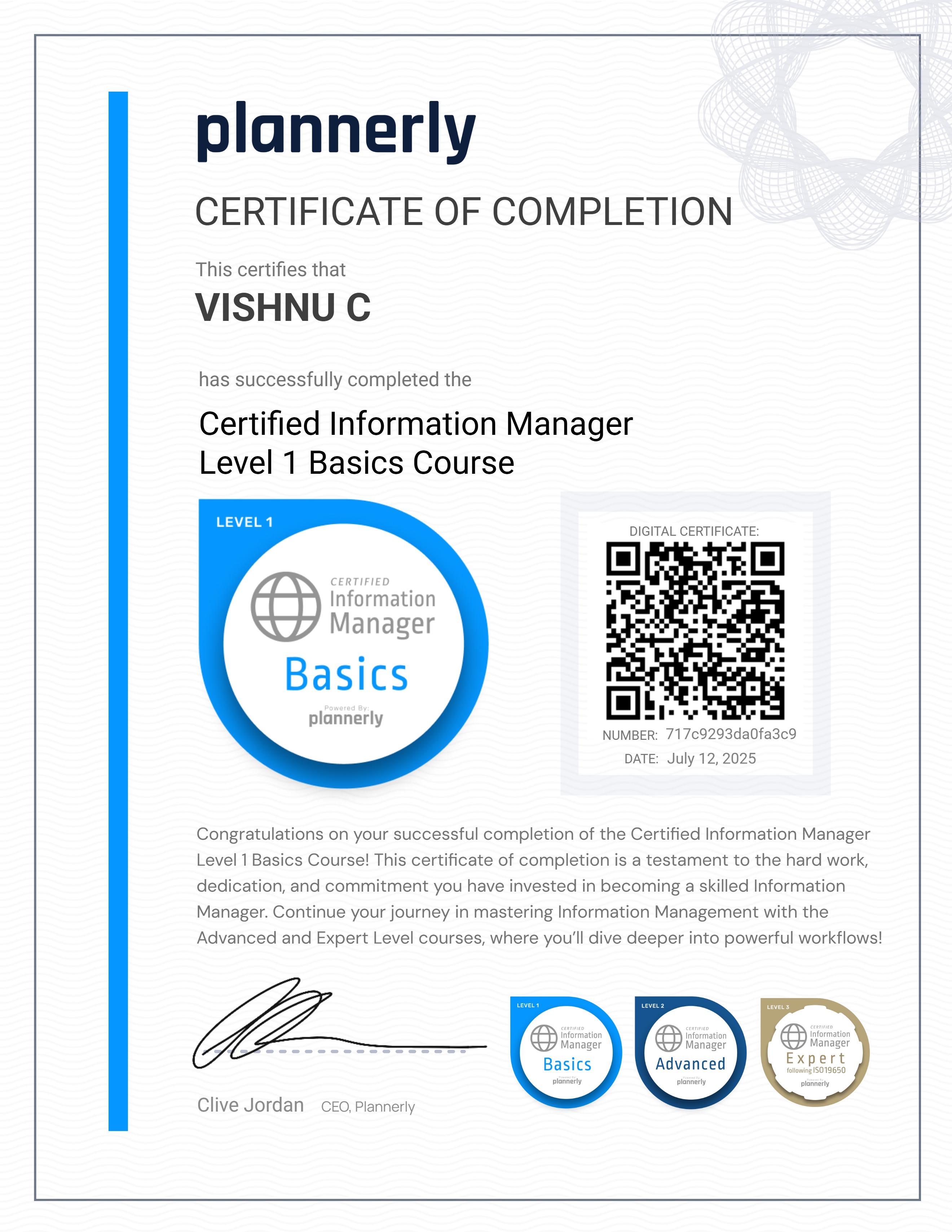 Level 1 Information Manager - Basics