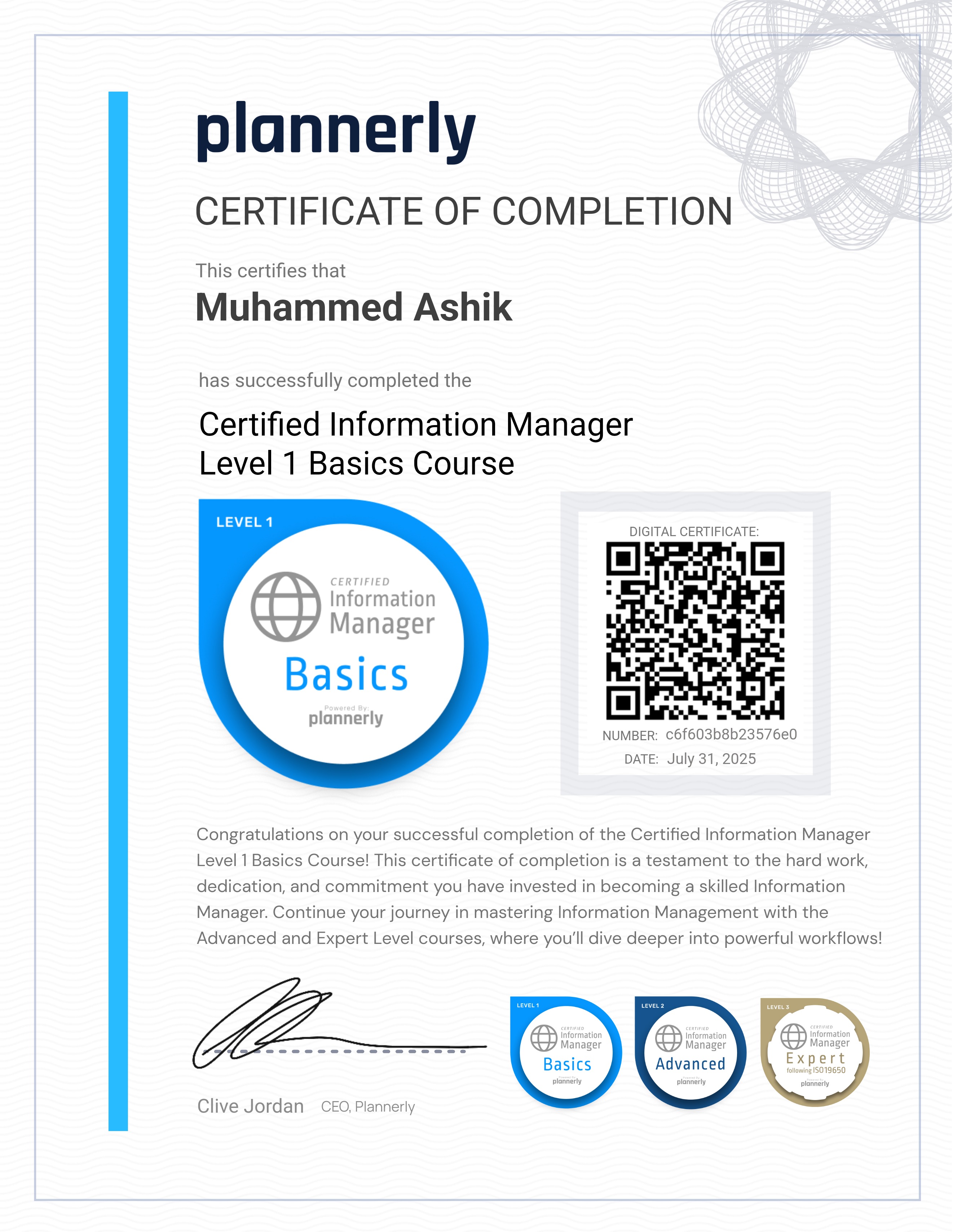 Level 1 Information Manager - Basics