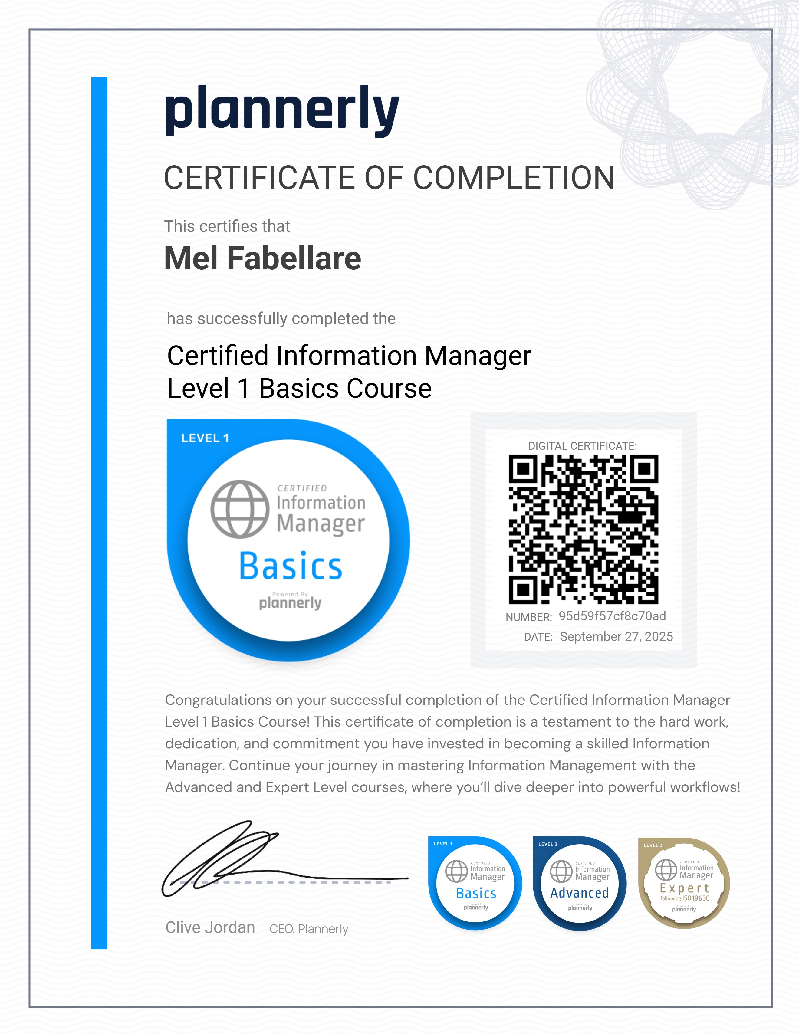 Level 1 Information Manager - Basics