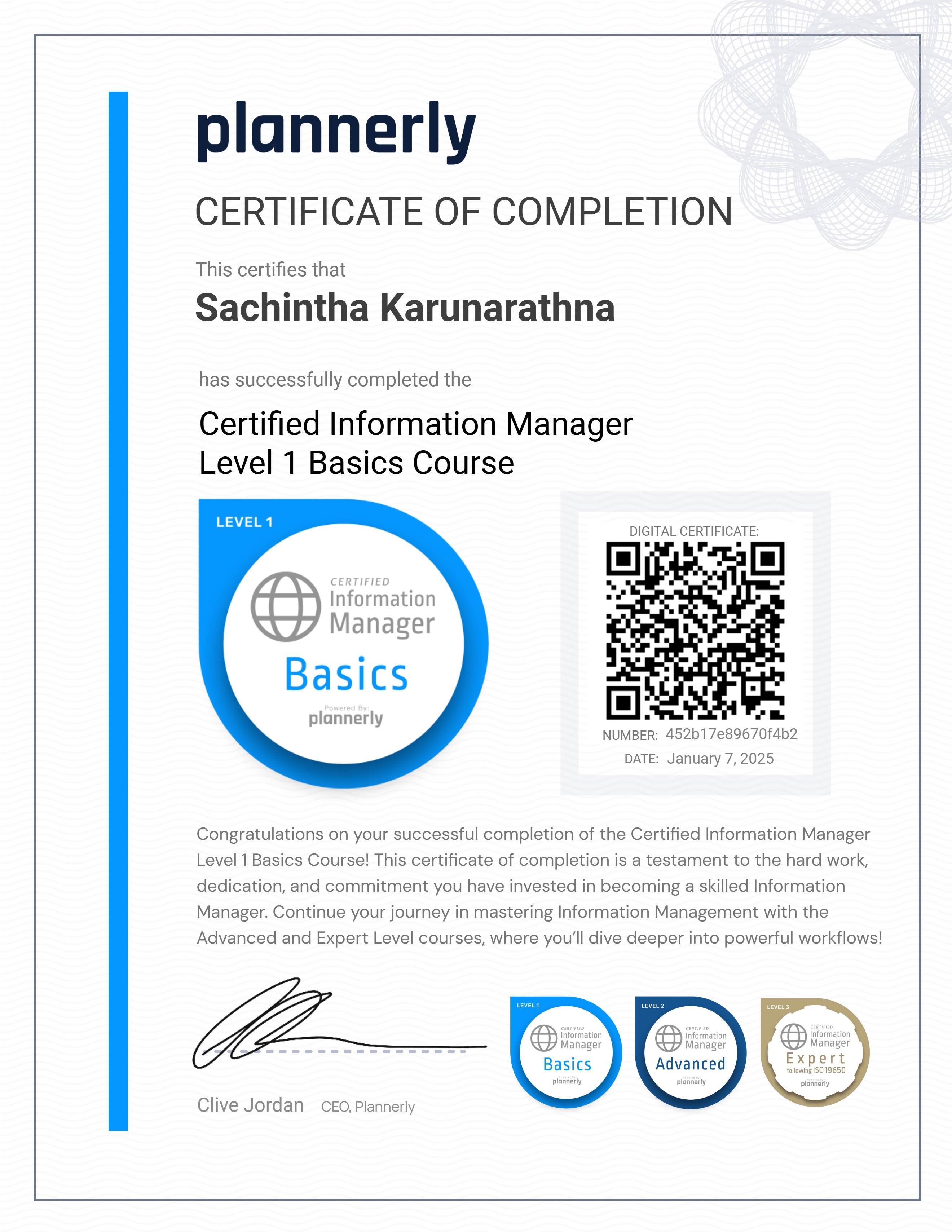 Level 1 Information Manager - Basics