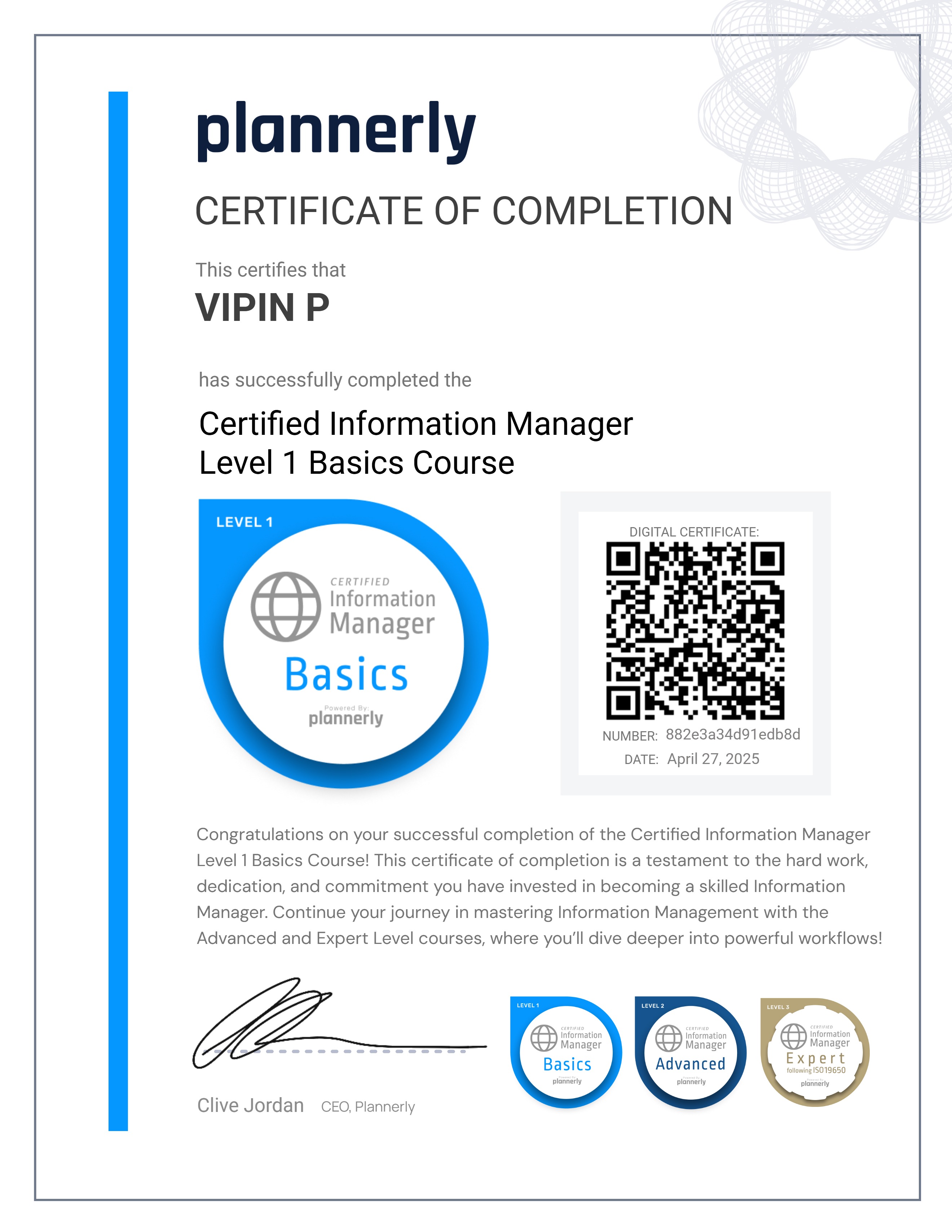 Level 1 Information Manager - Basics