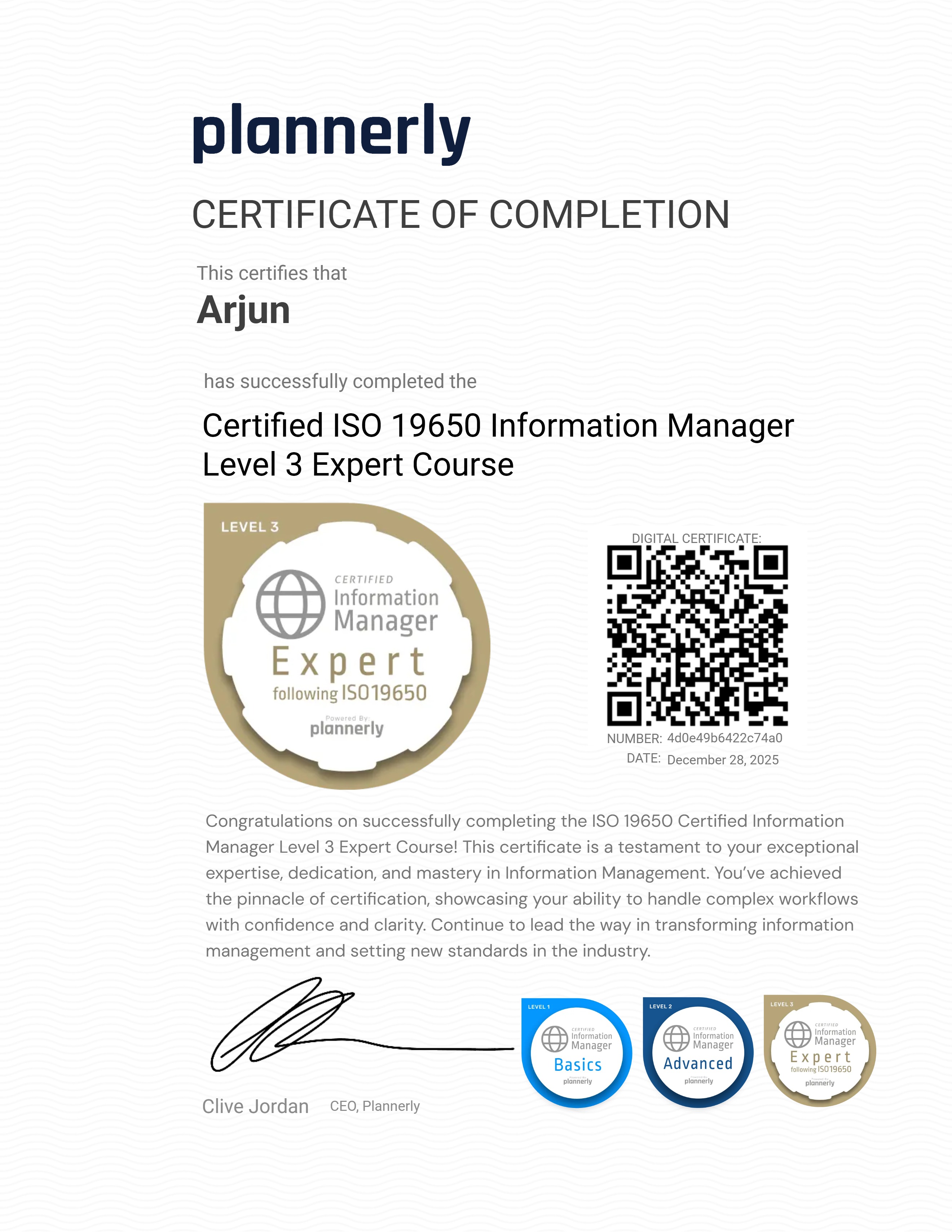 Level 3 Information Manager - ISO 19650 Expert