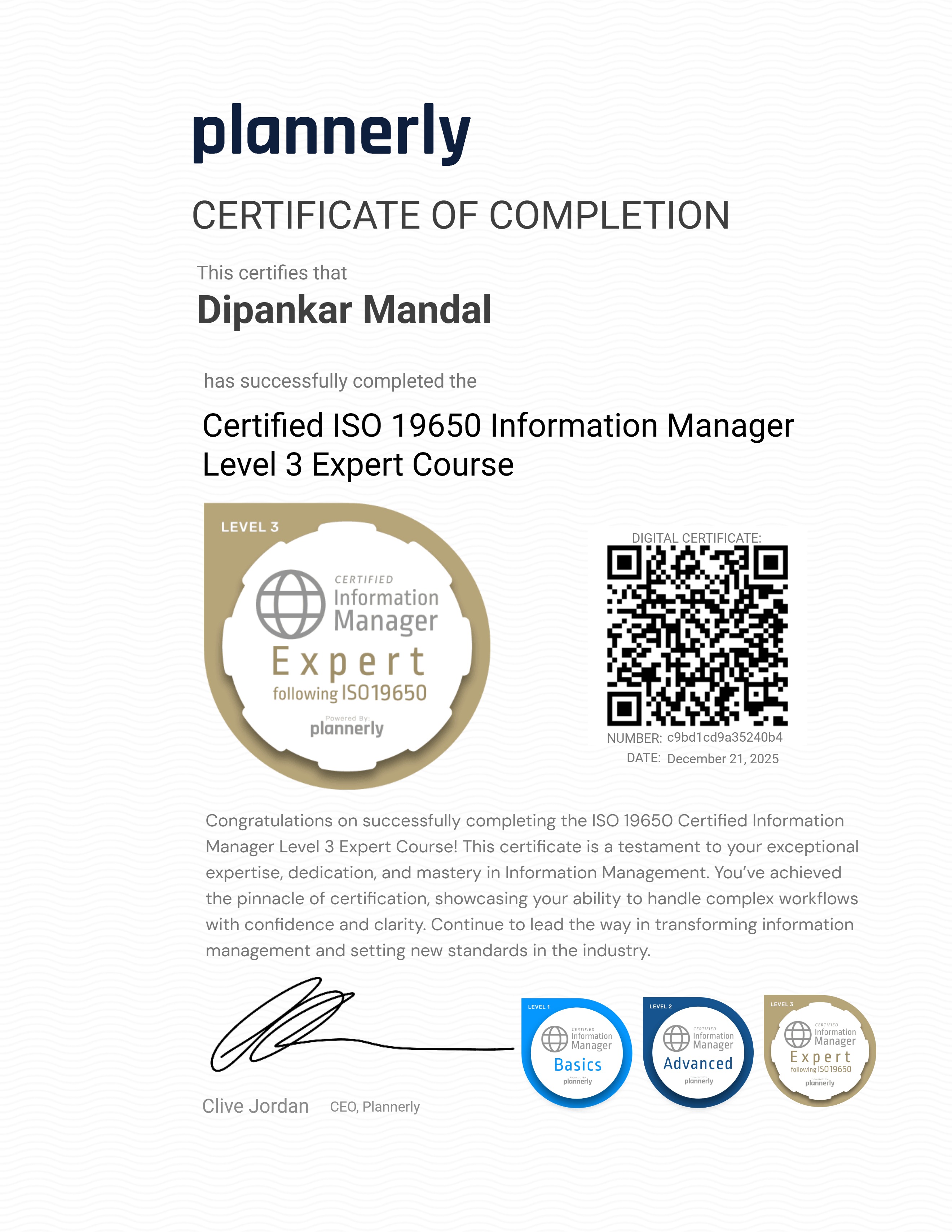 Level 3 Information Manager - ISO 19650 Expert