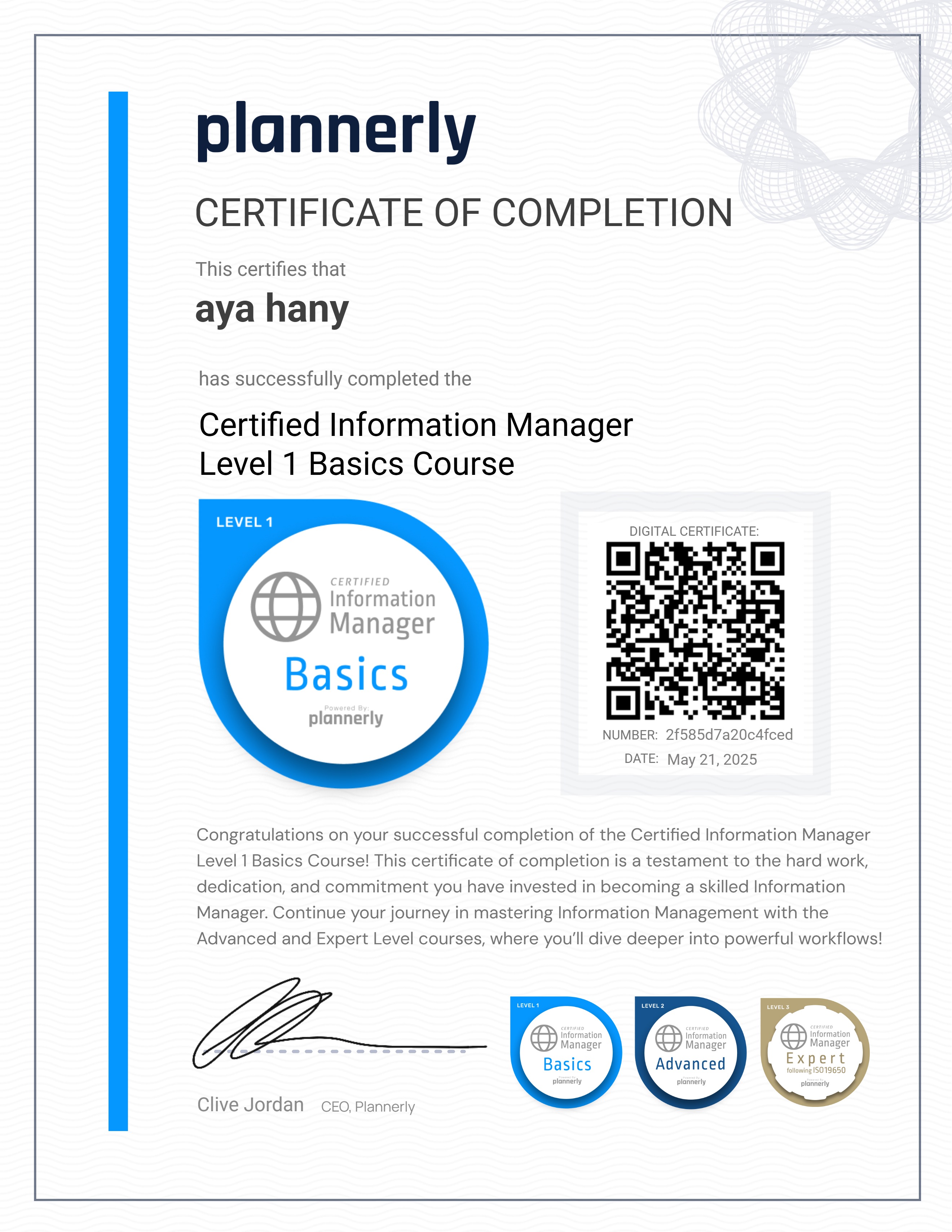 Level 1 Information Manager - Basics