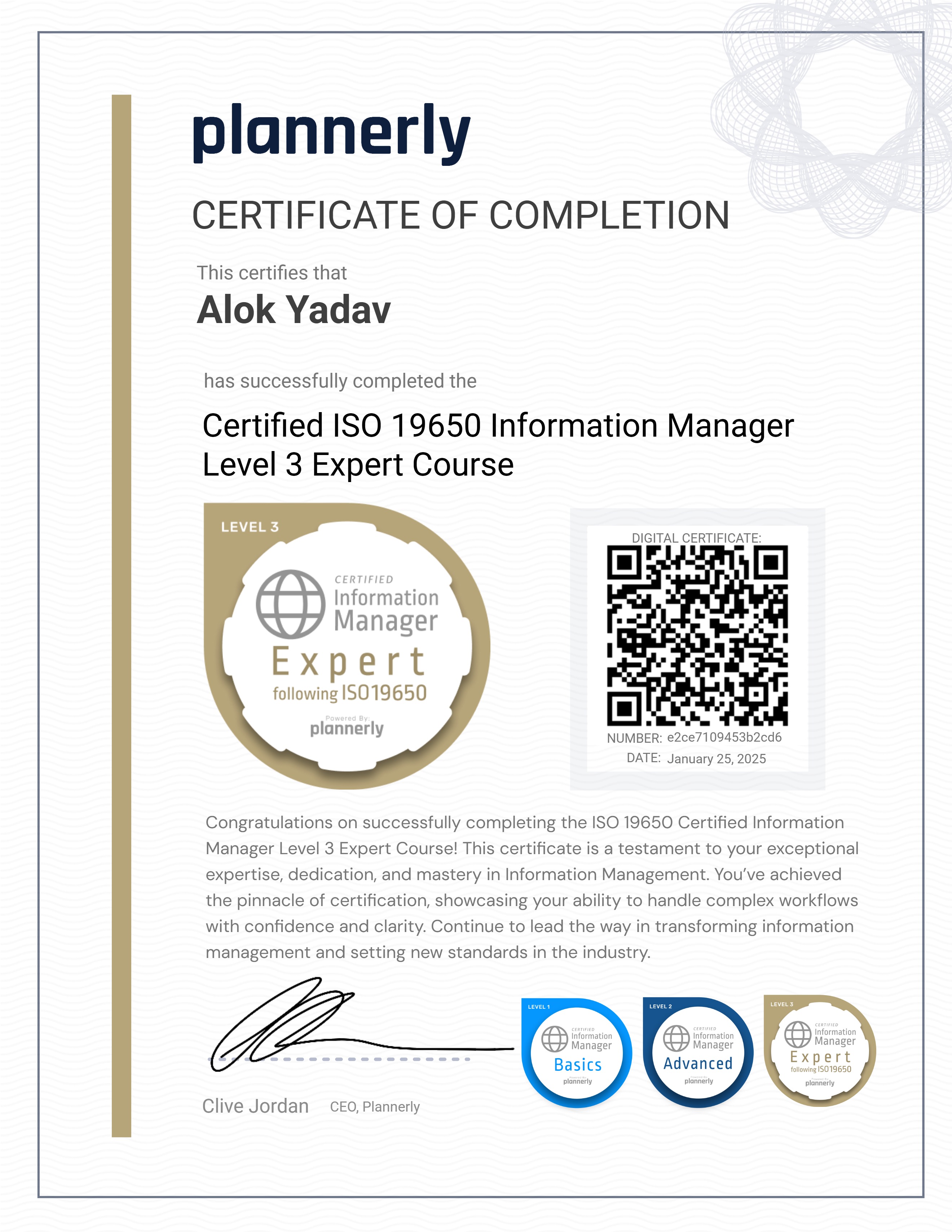 Level 3 Information Manager - ISO 19650 Expert