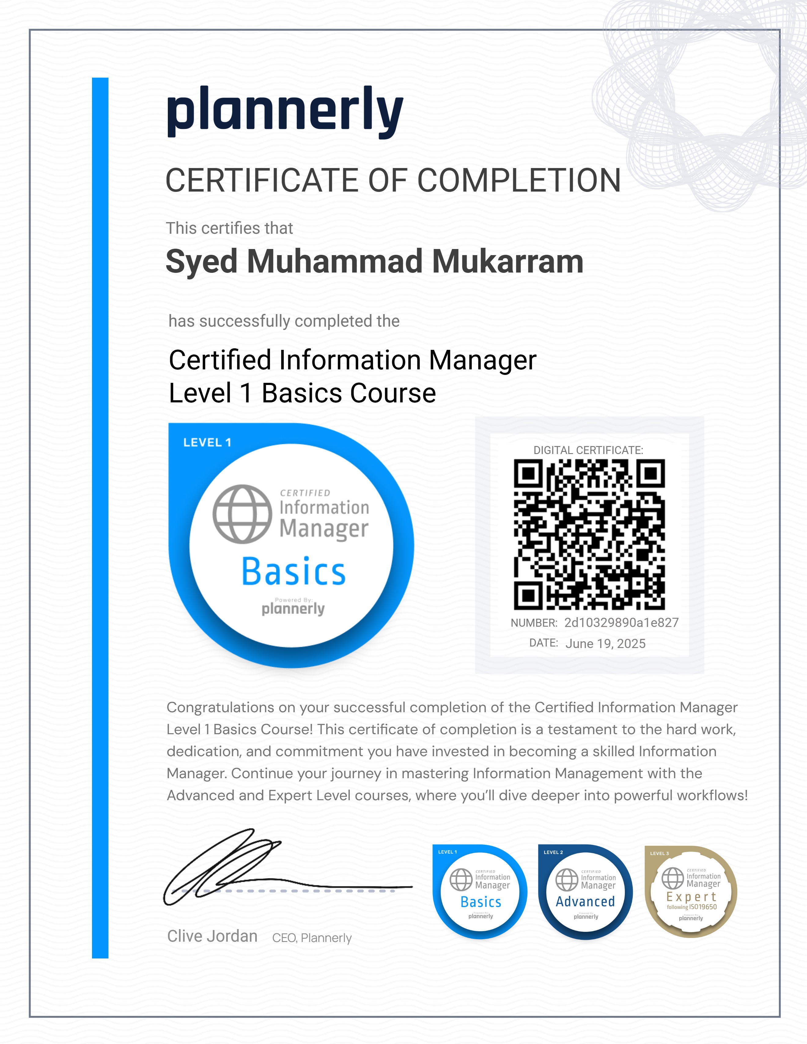 Level 1 Information Manager - Basics