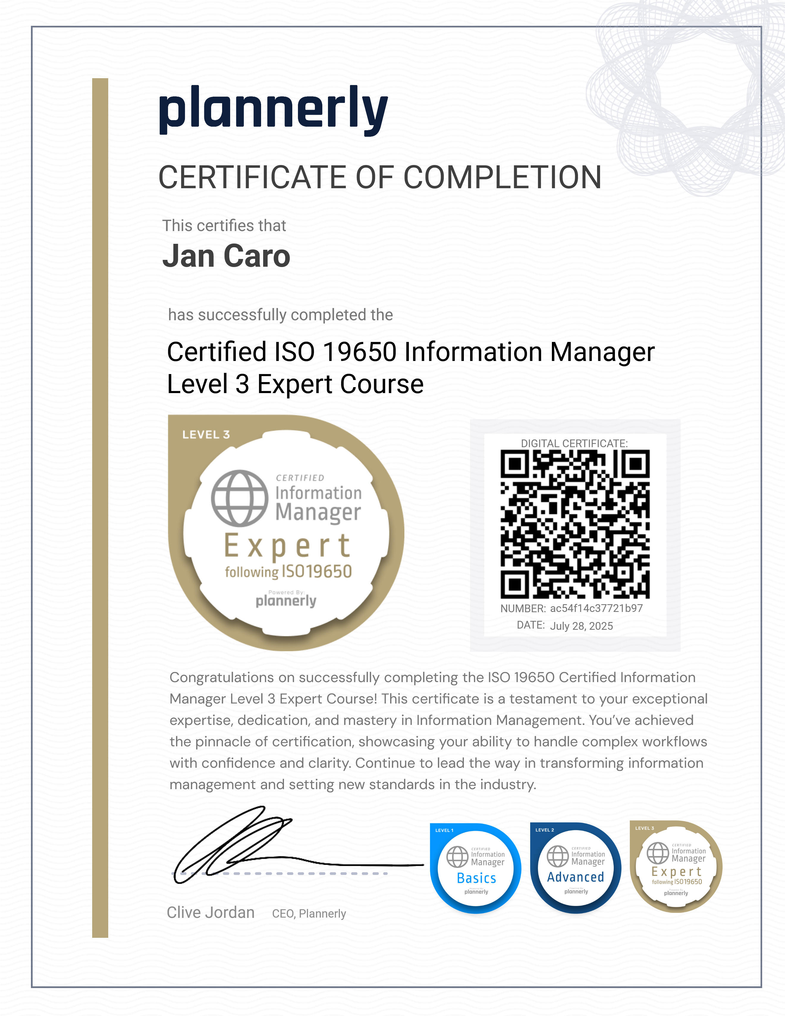 Level 3 Information Manager - ISO 19650 Expert