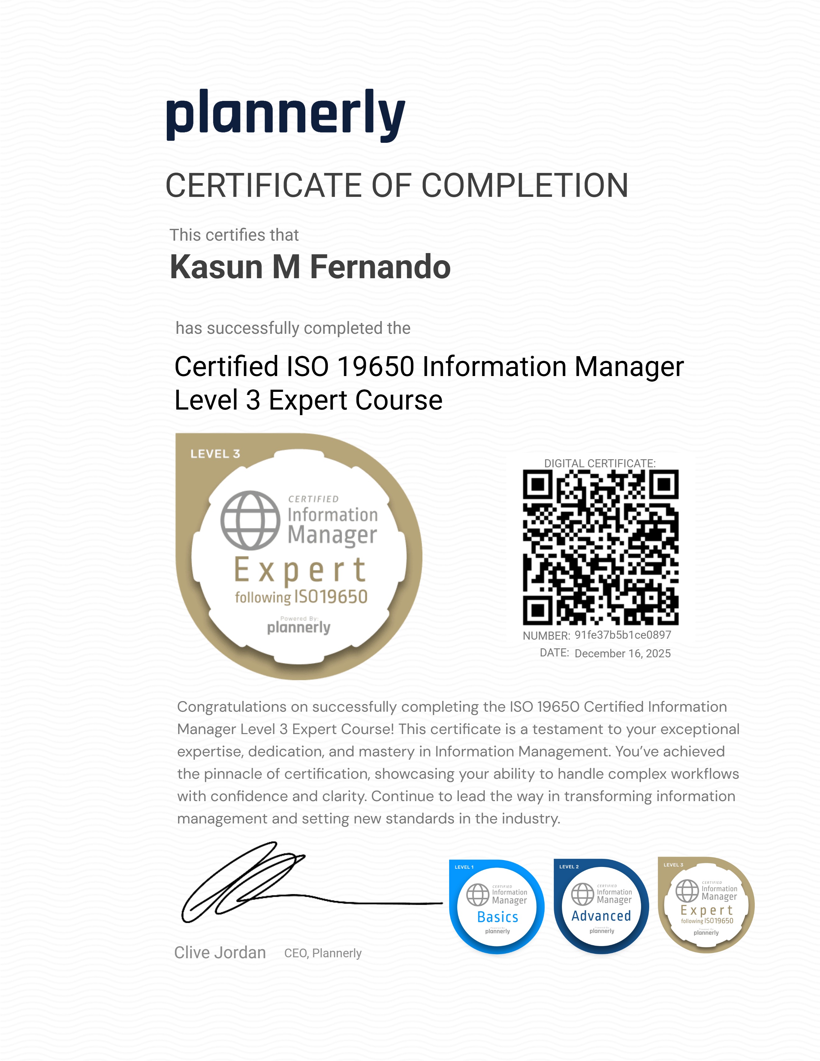 Level 3 Information Manager - ISO 19650 Expert