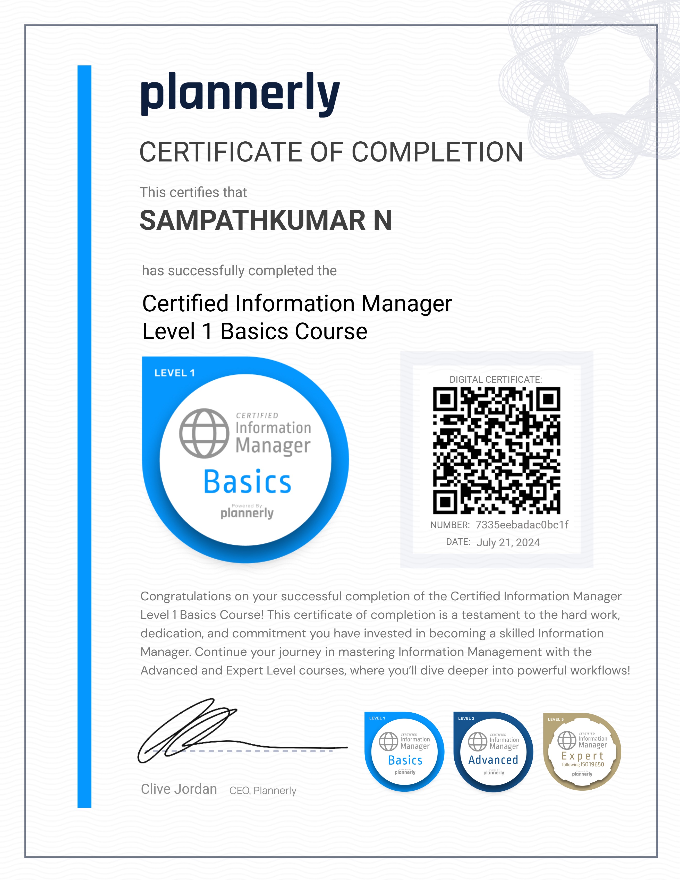 Level 1 Information Manager - Basics