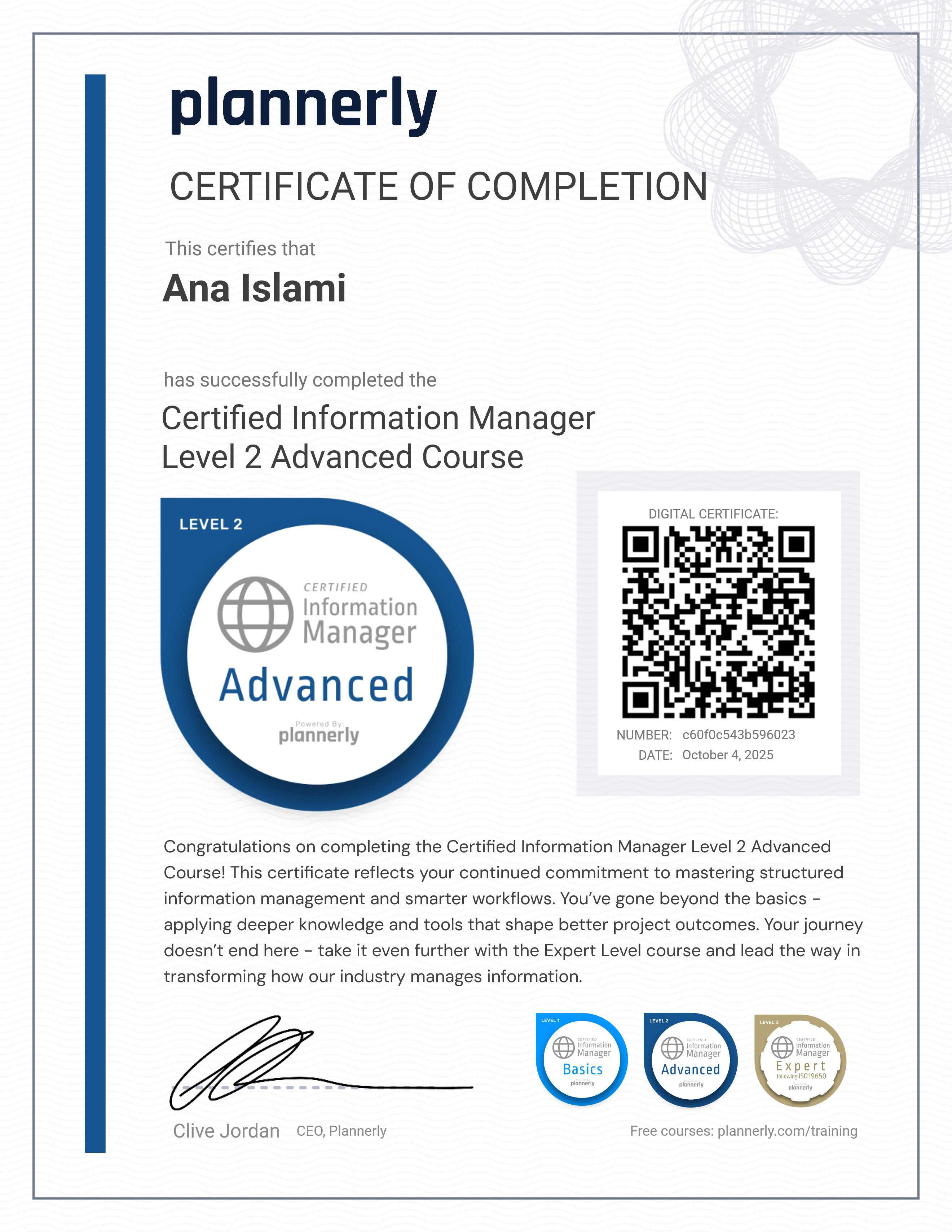 Level 2 Information Manager - Advanced