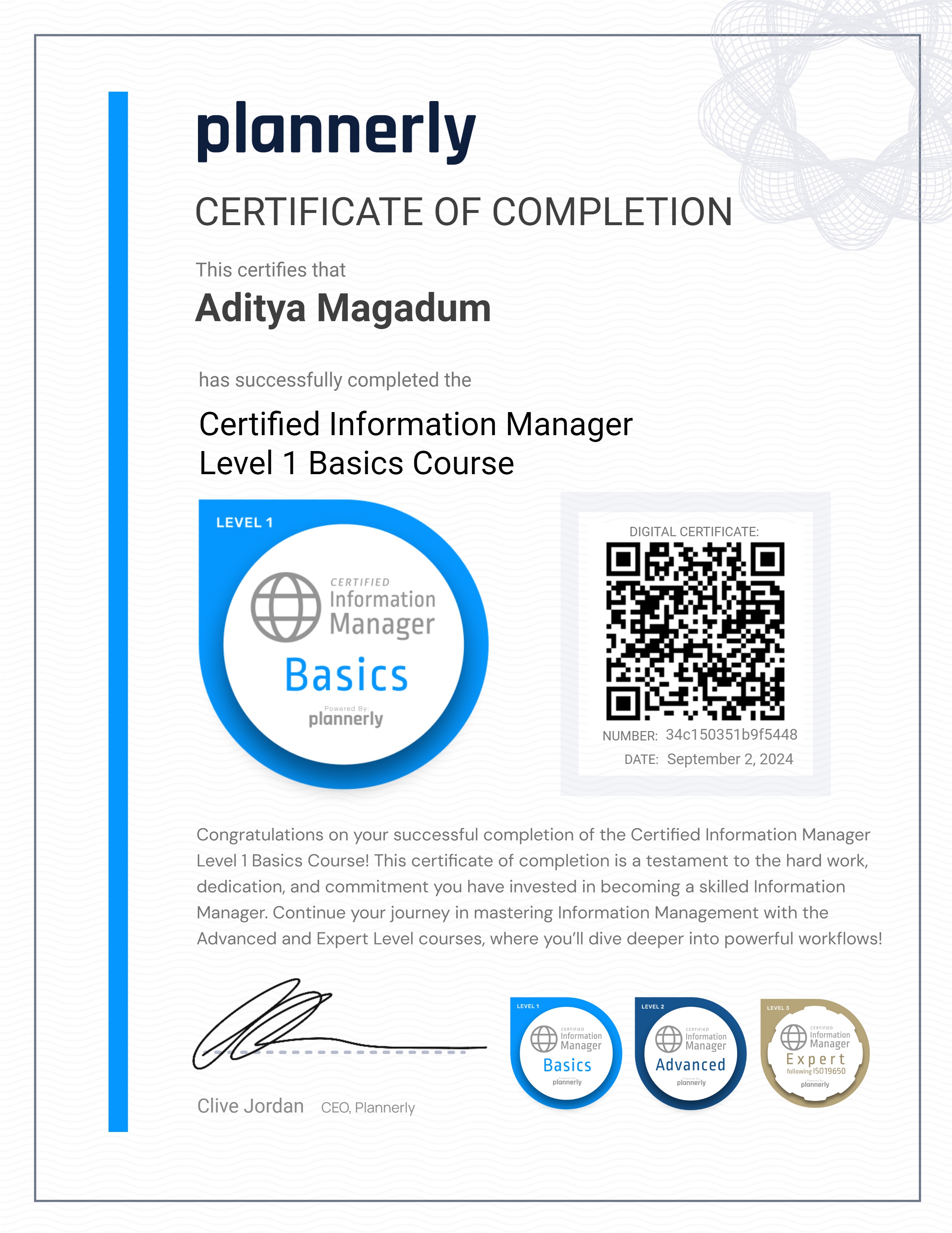 Level 1 Information Manager - Basics