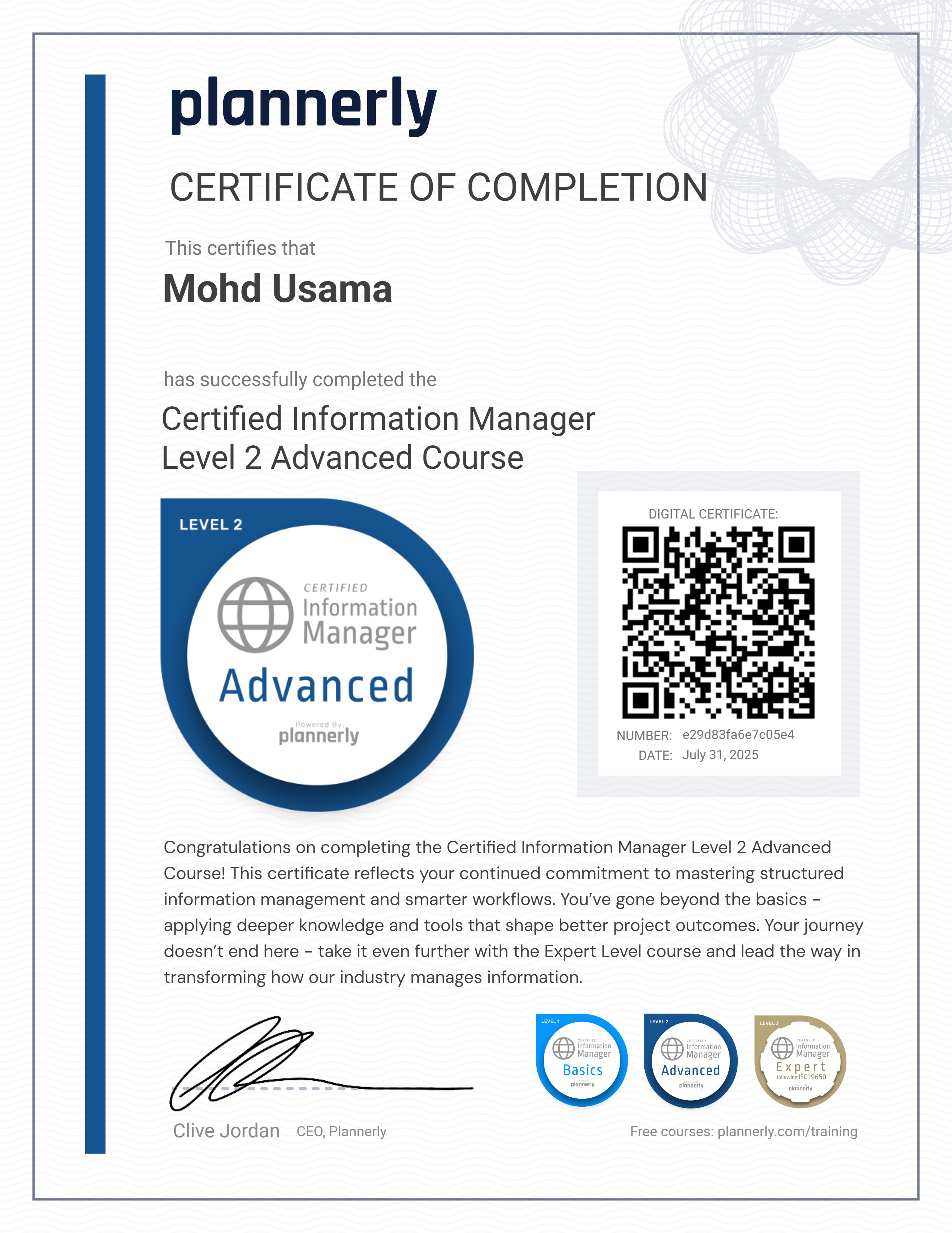 Level 2 Information Manager - Advanced