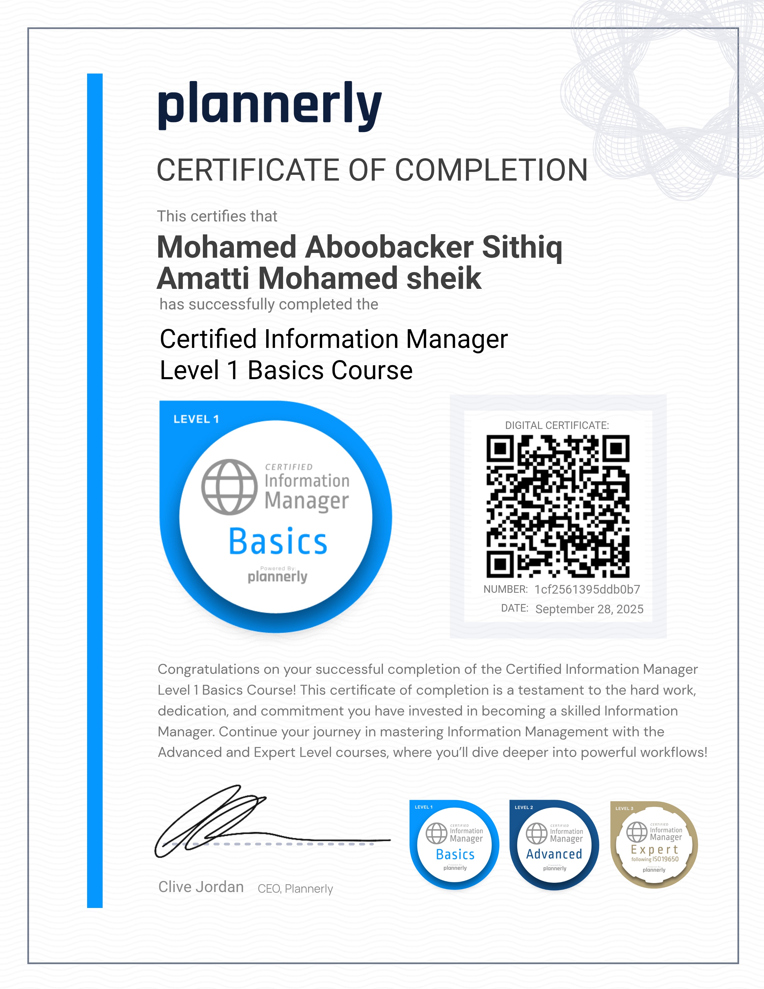 Level 1 Information Manager - Basics