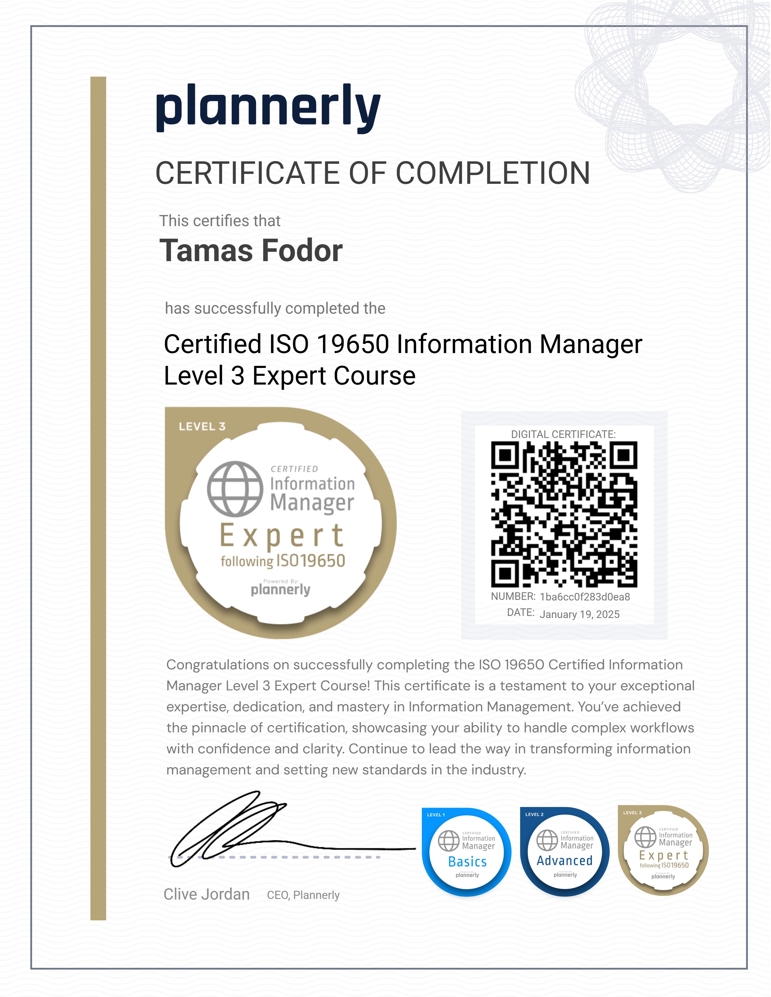 Level 3 Information Manager - ISO 19650 Expert