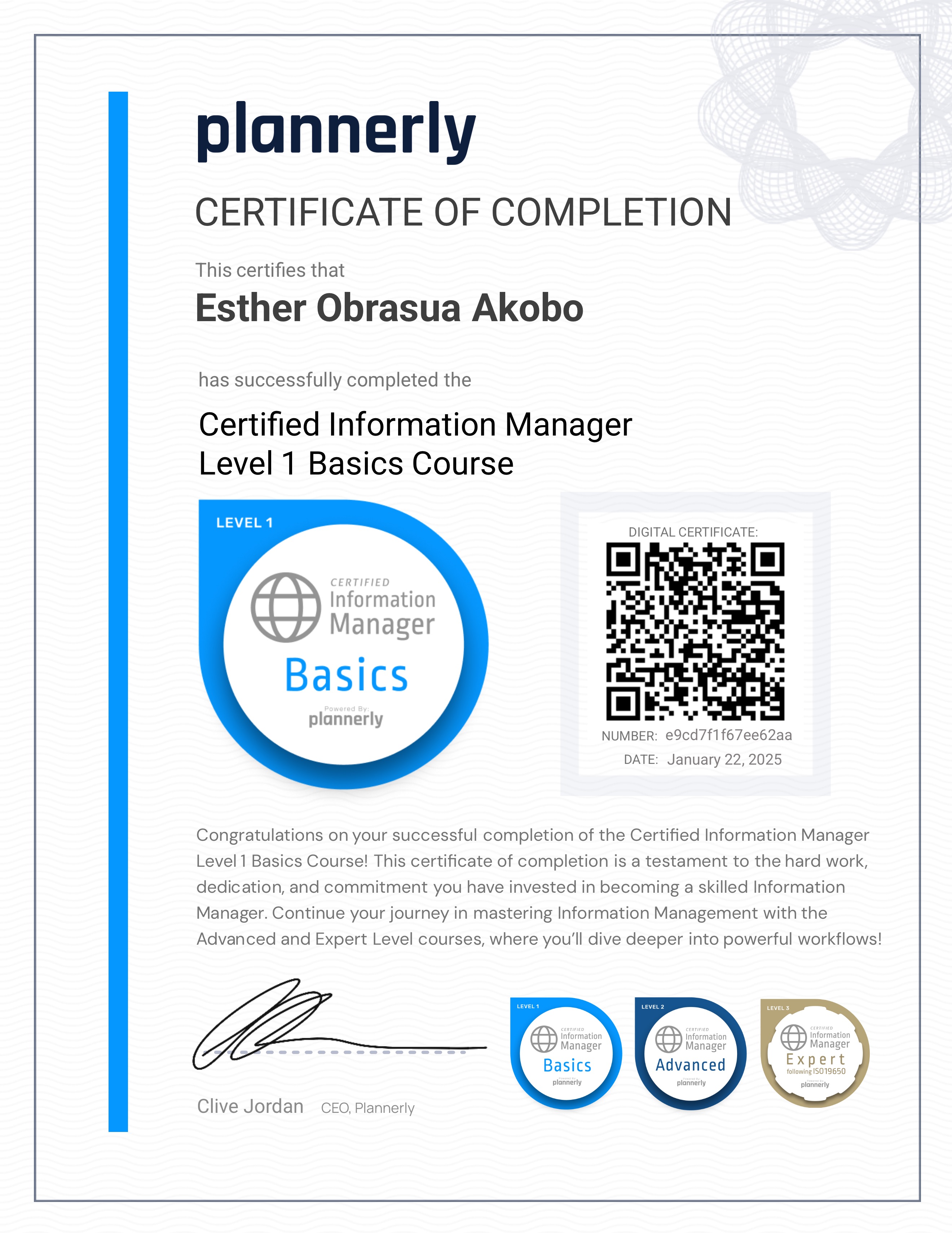 Level 1 Information Manager - Basics