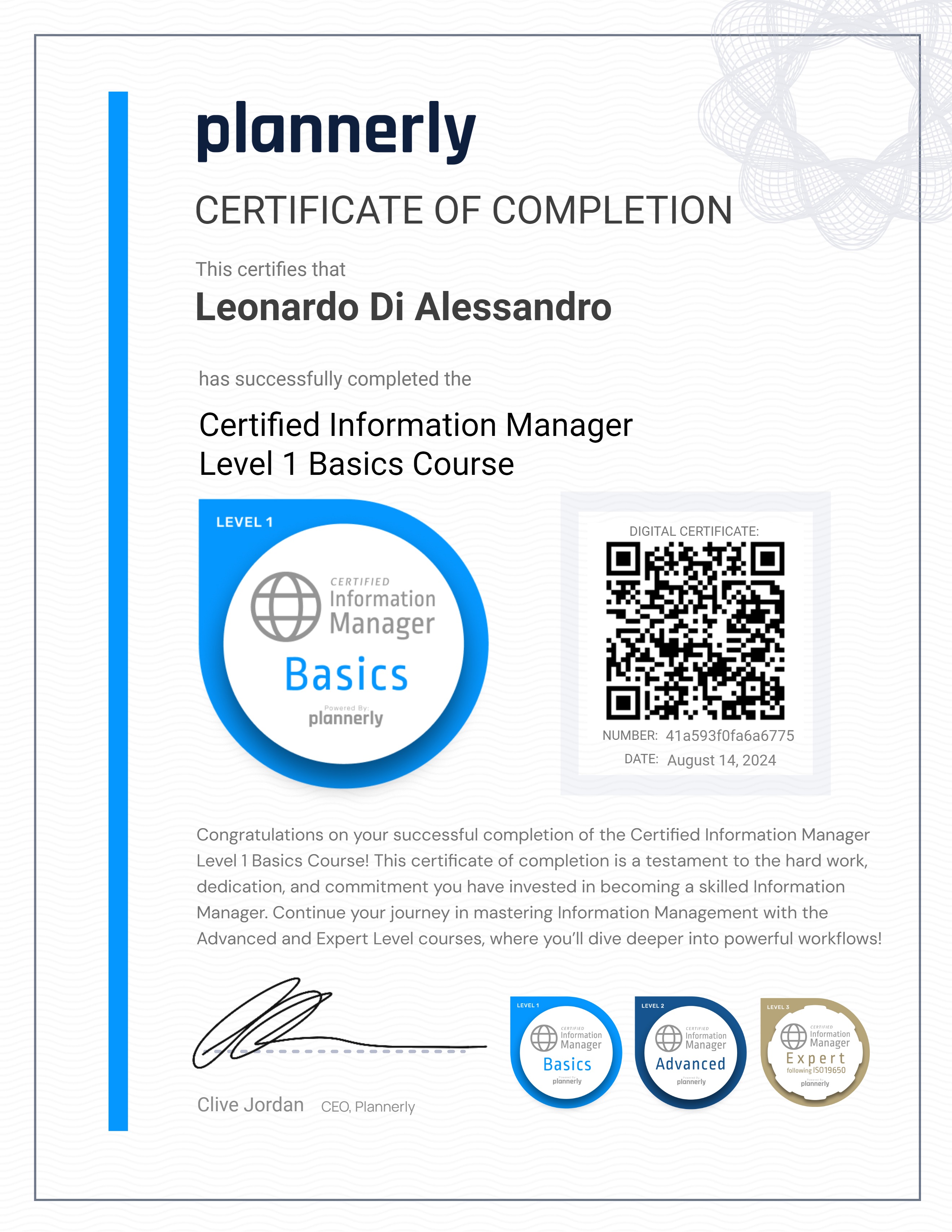 Level 1 Information Manager - Basics