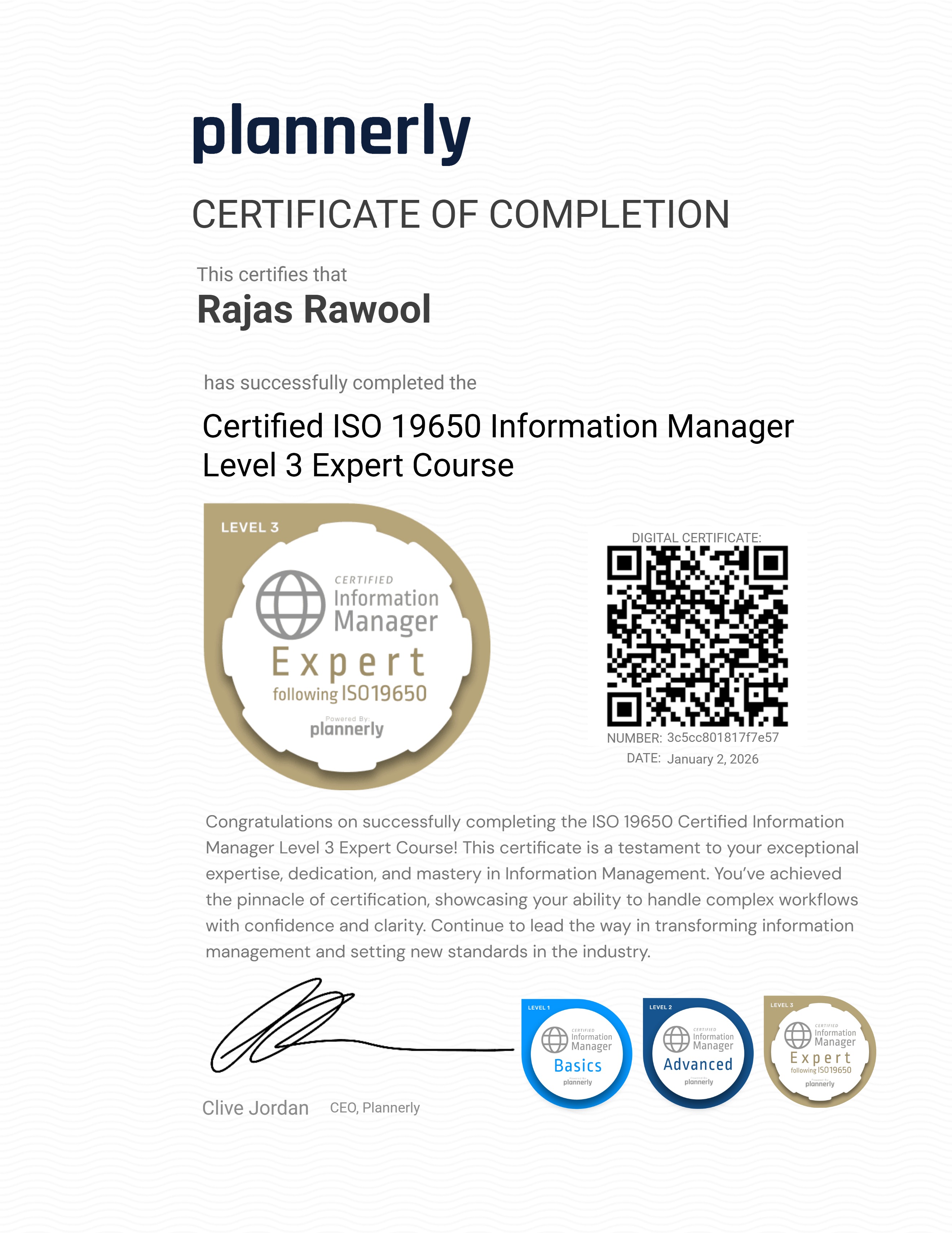 Level 3 Information Manager - ISO 19650 Expert