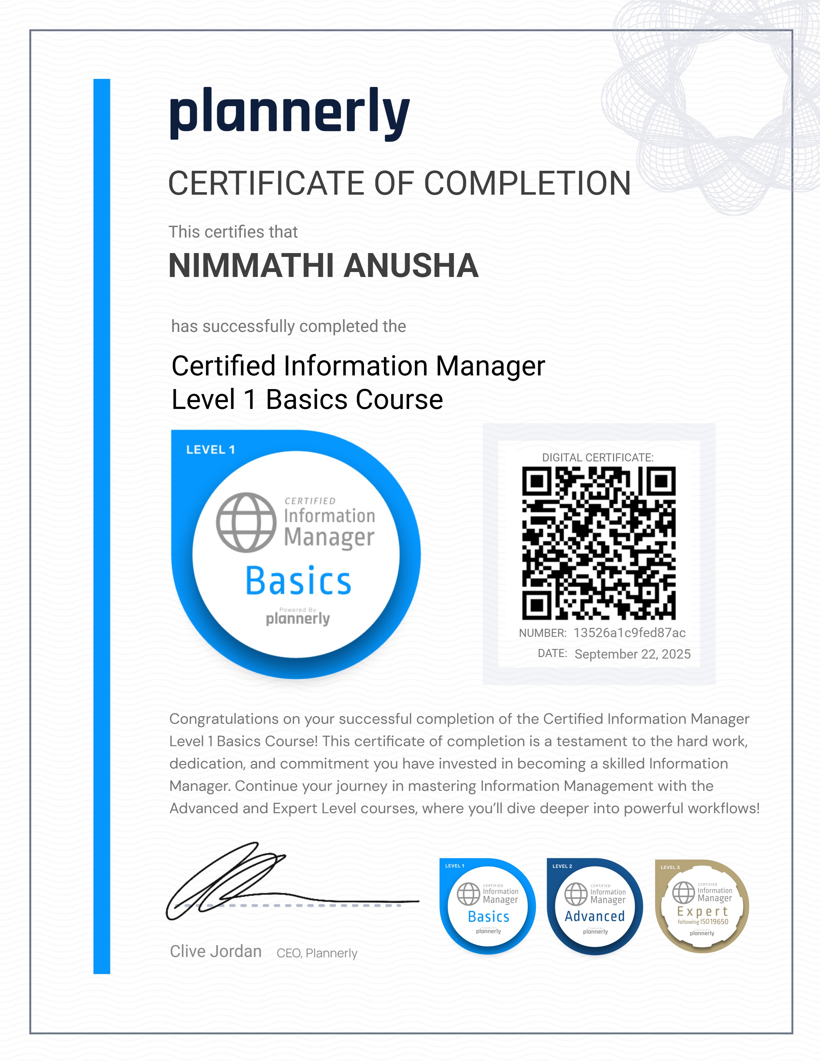 Level 1 Information Manager - Basics