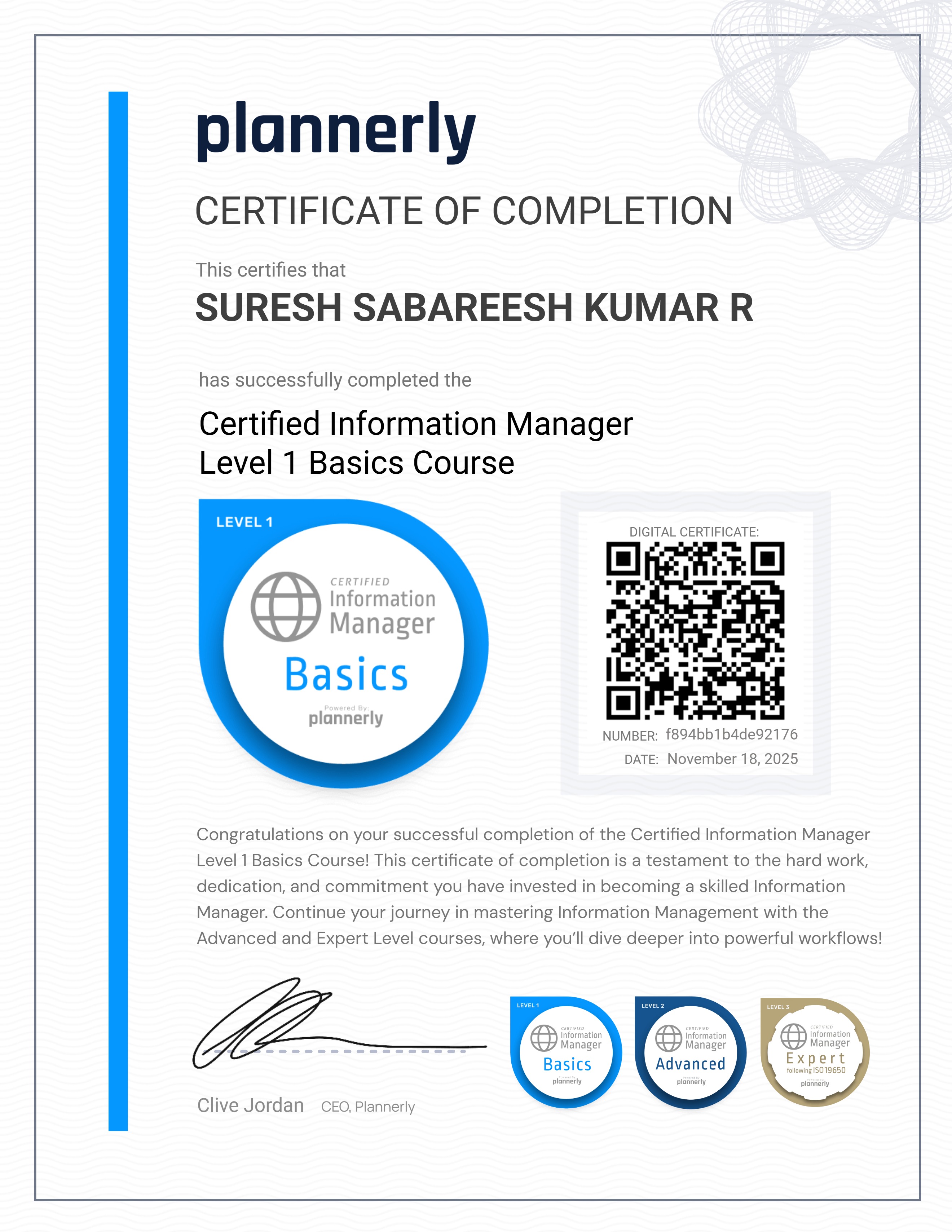 Level 1 Information Manager - Basics