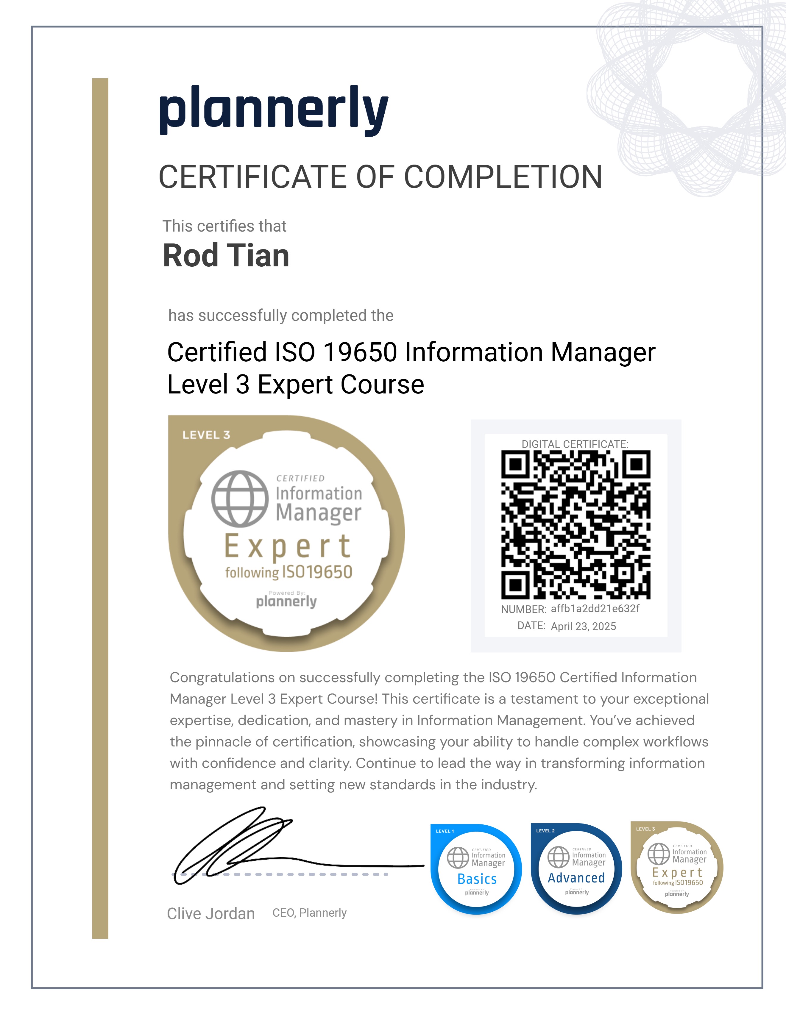 Level 3 Information Manager - ISO 19650 Expert