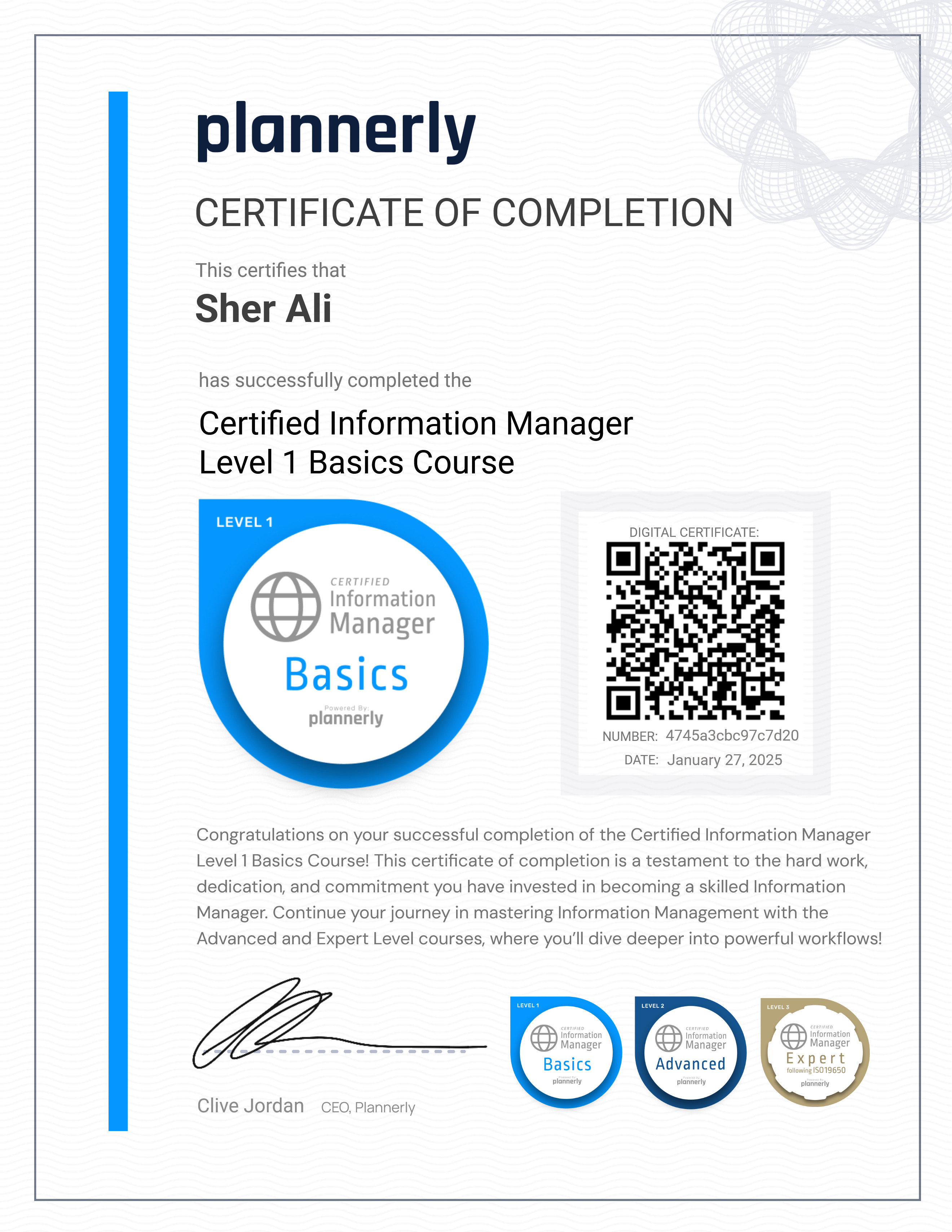 Level 1 Information Manager - Basics