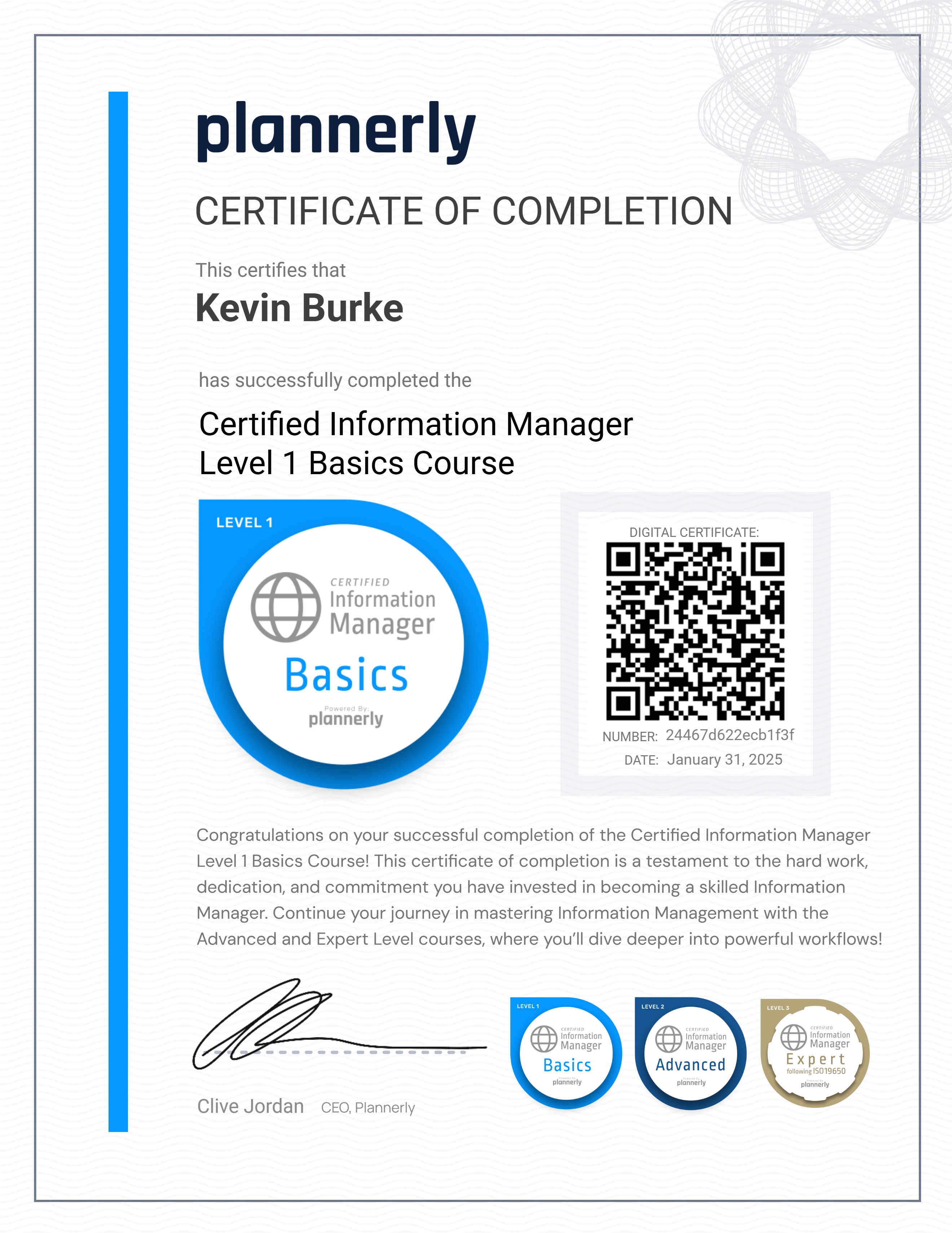 Level 1 Information Manager - Basics