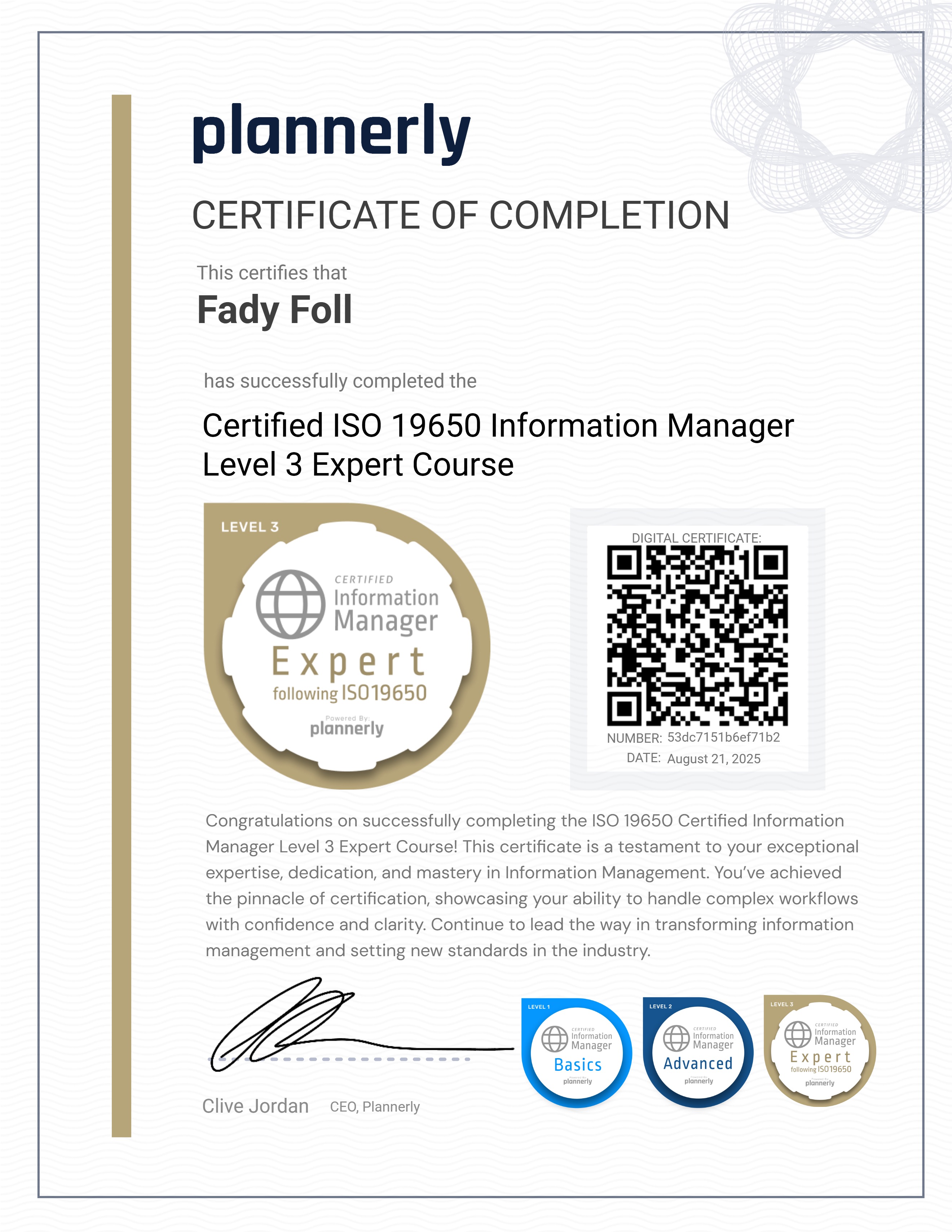 Level 3 Information Manager - ISO 19650 Expert