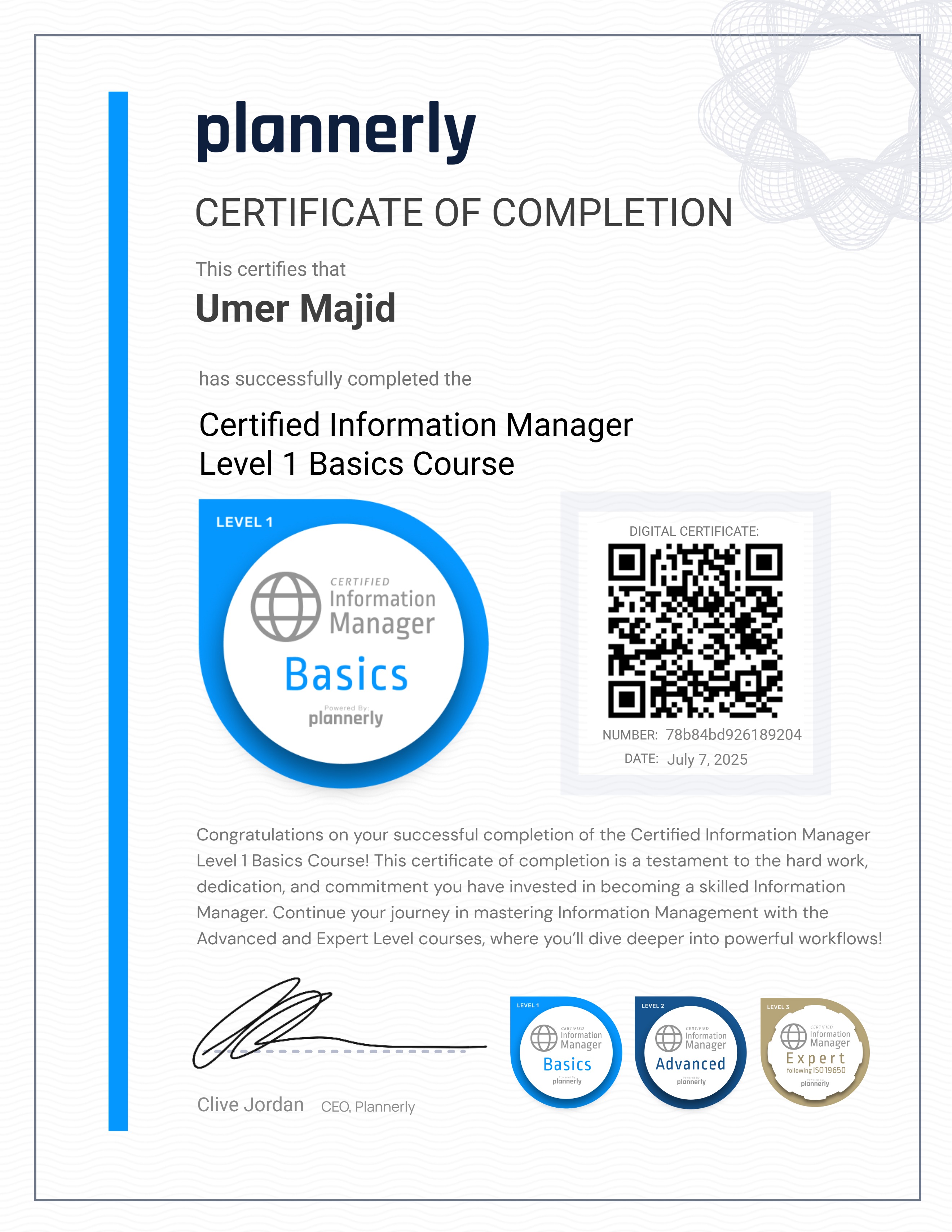 Level 1 Information Manager - Basics