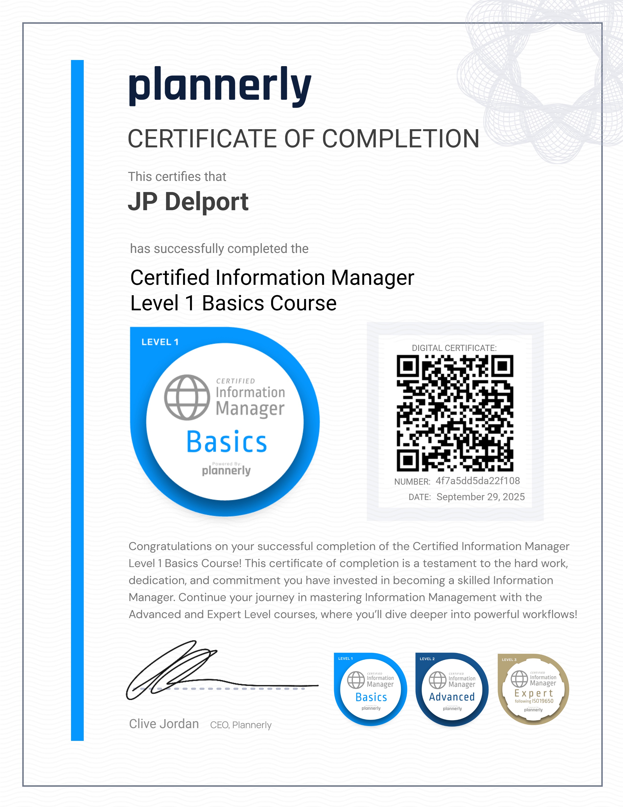 Level 1 Information Manager - Basics