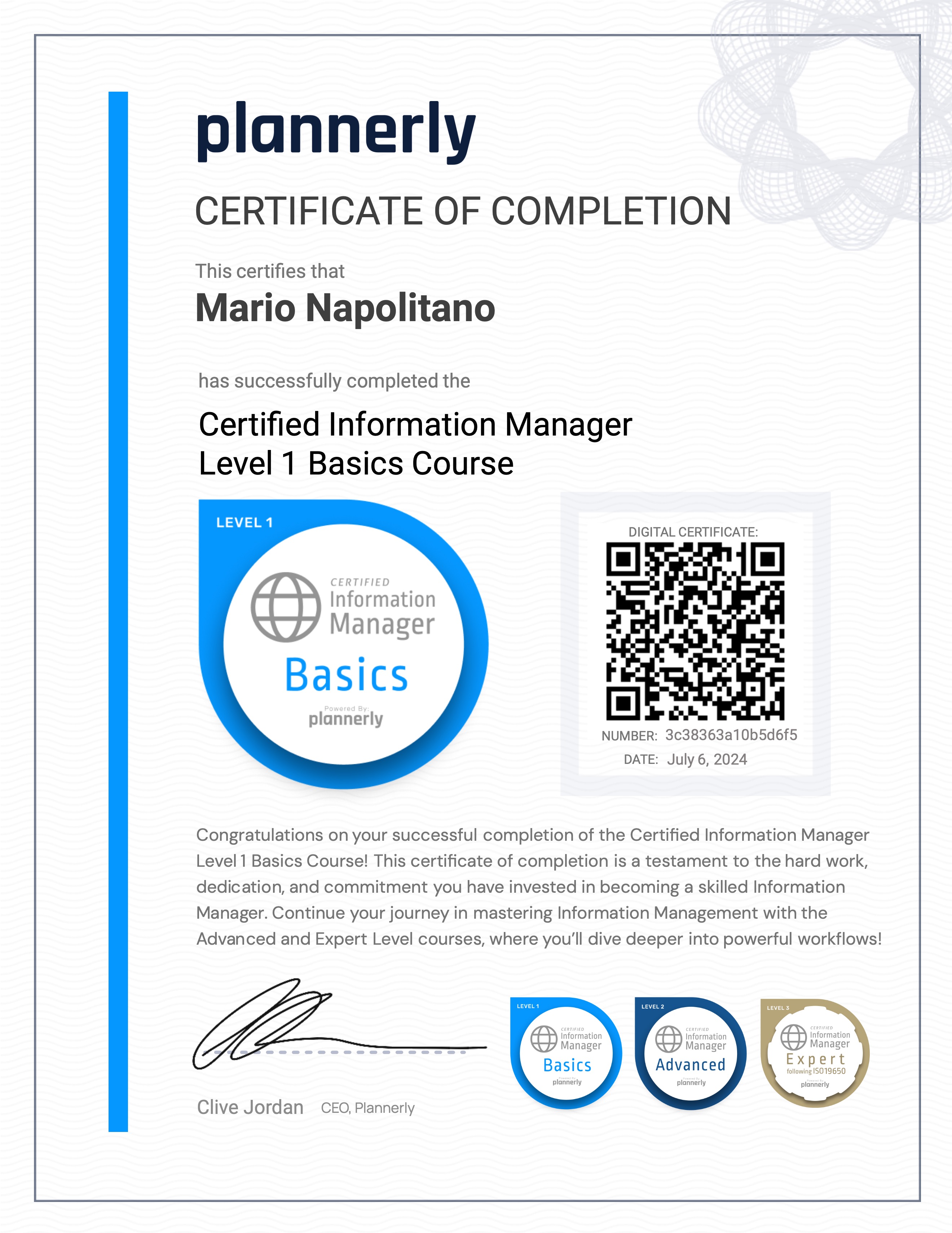 Level 1 Information Manager - Basics