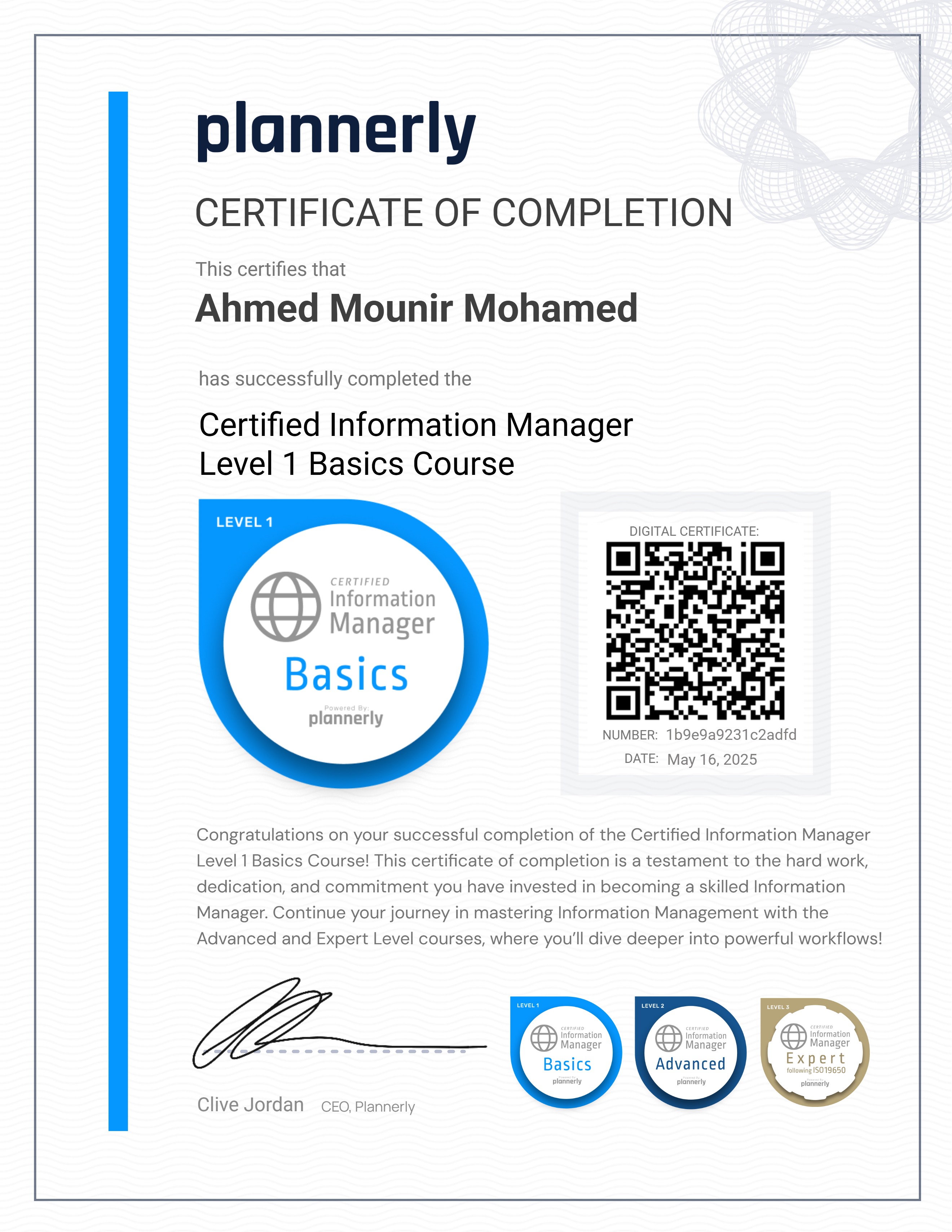 Level 1 Information Manager - Basics