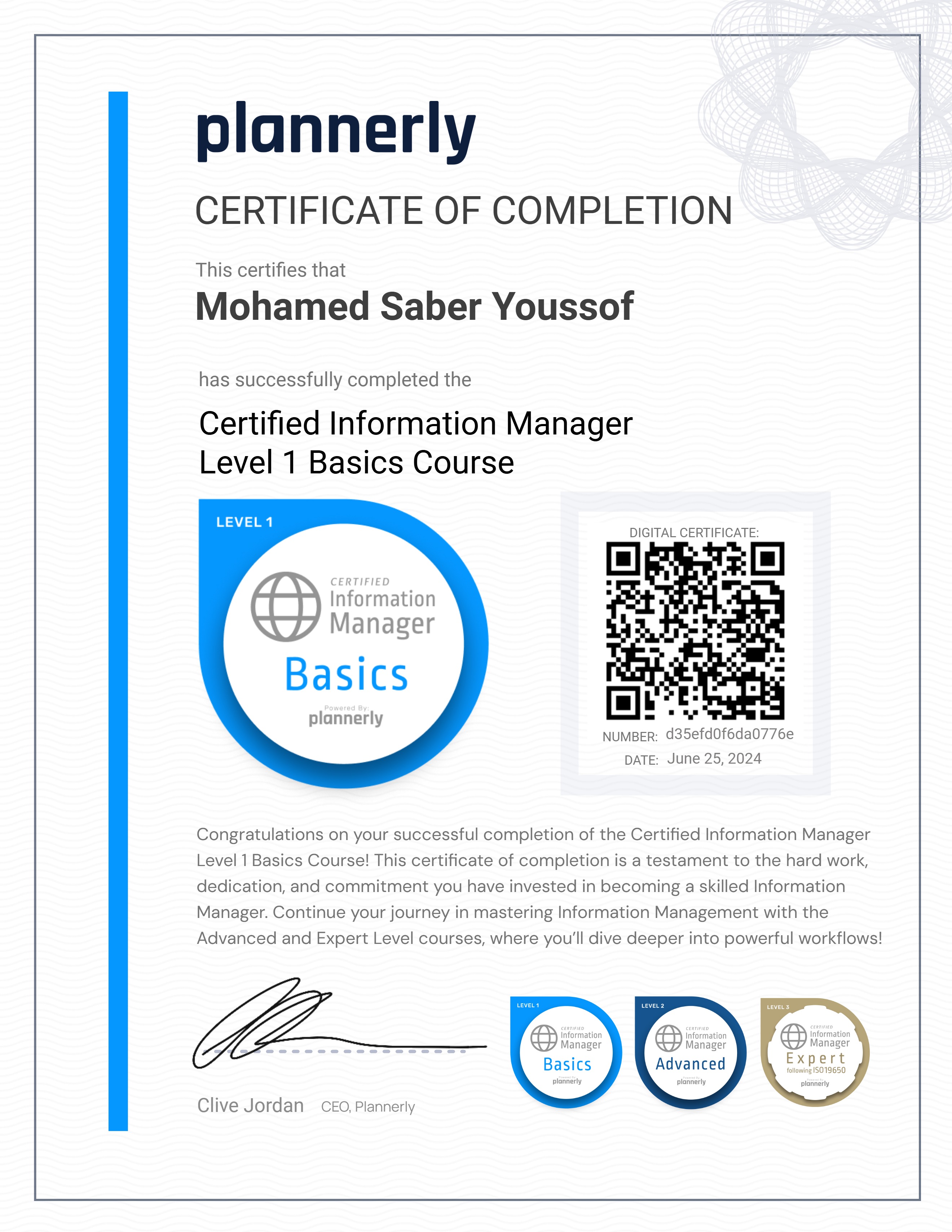 Level 1 Information Manager - Basics