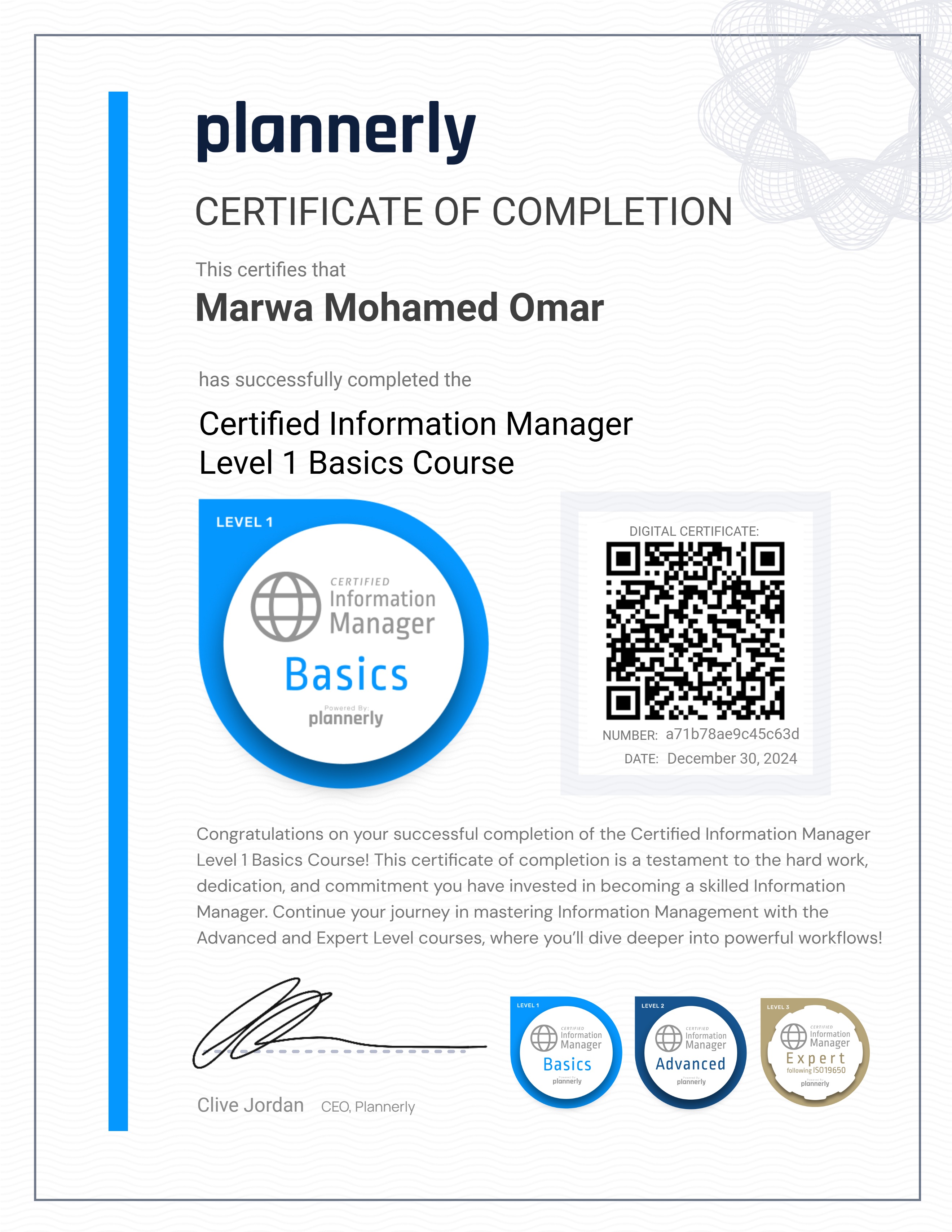 Level 1 Information Manager - Basics