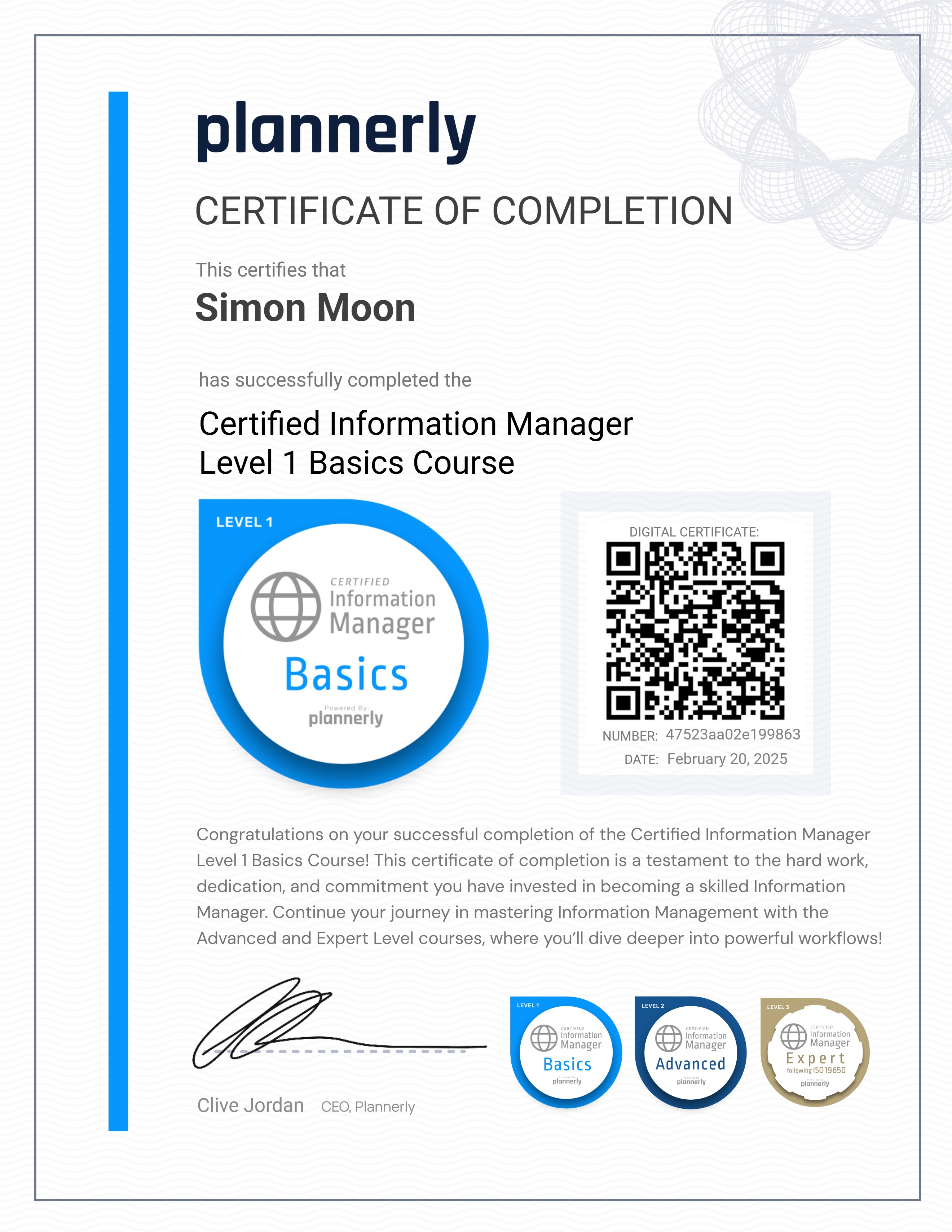 Level 1 Information Manager - Basics