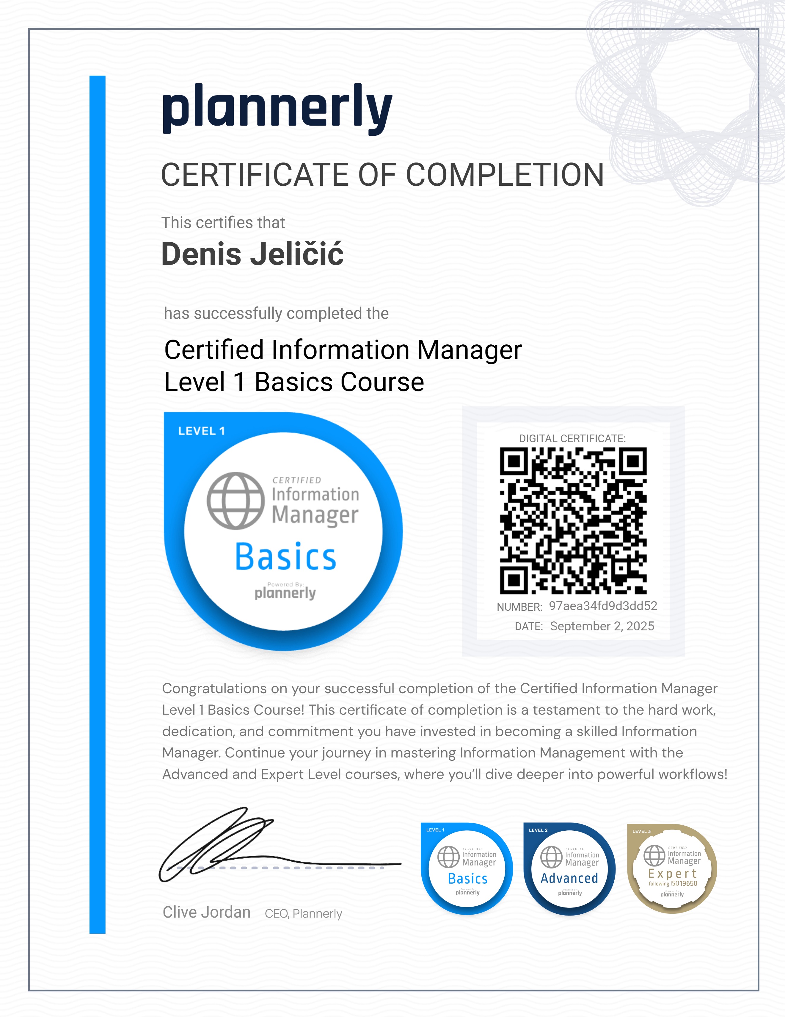 Level 1 Information Manager - Basics