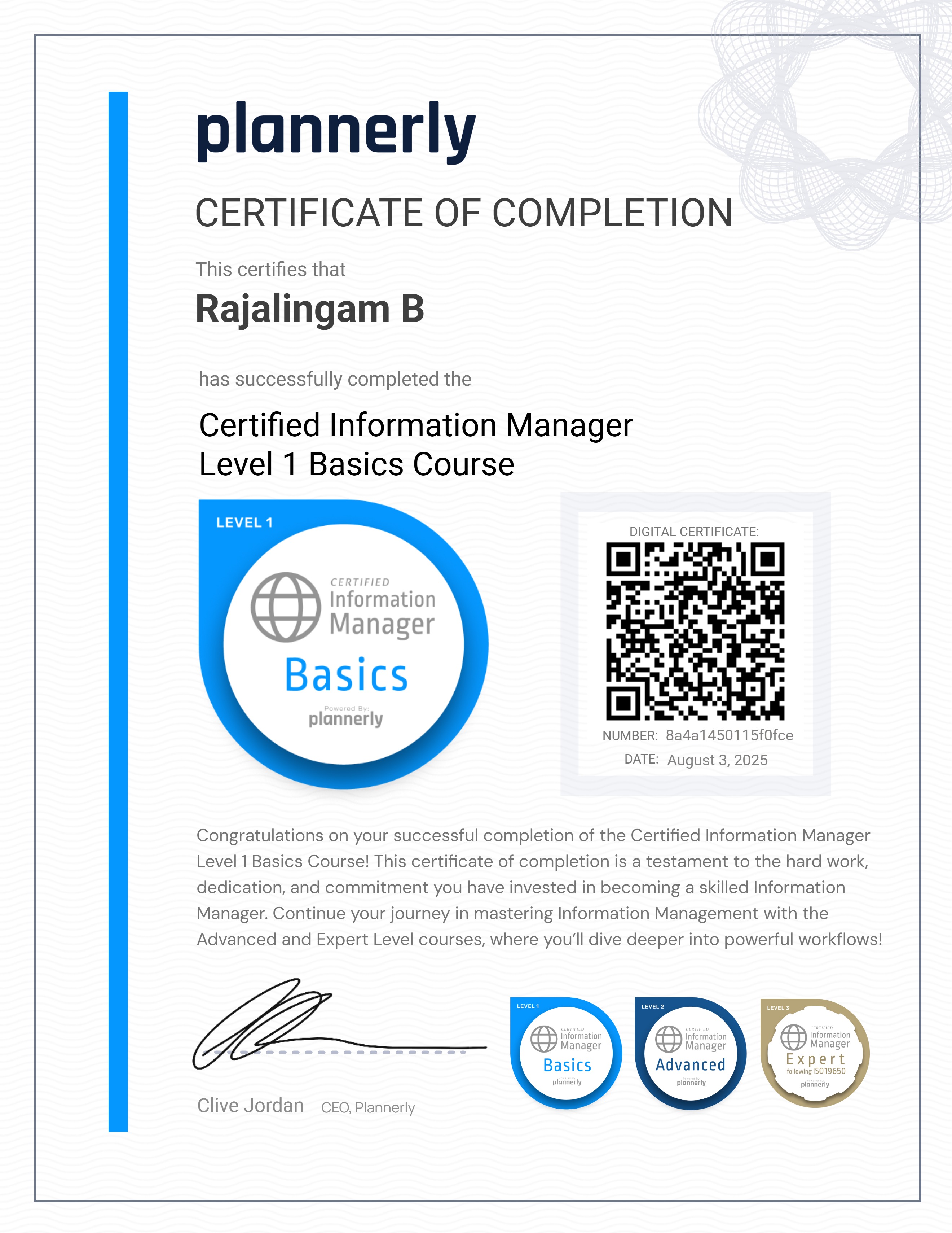 Level 1 Information Manager - Basics