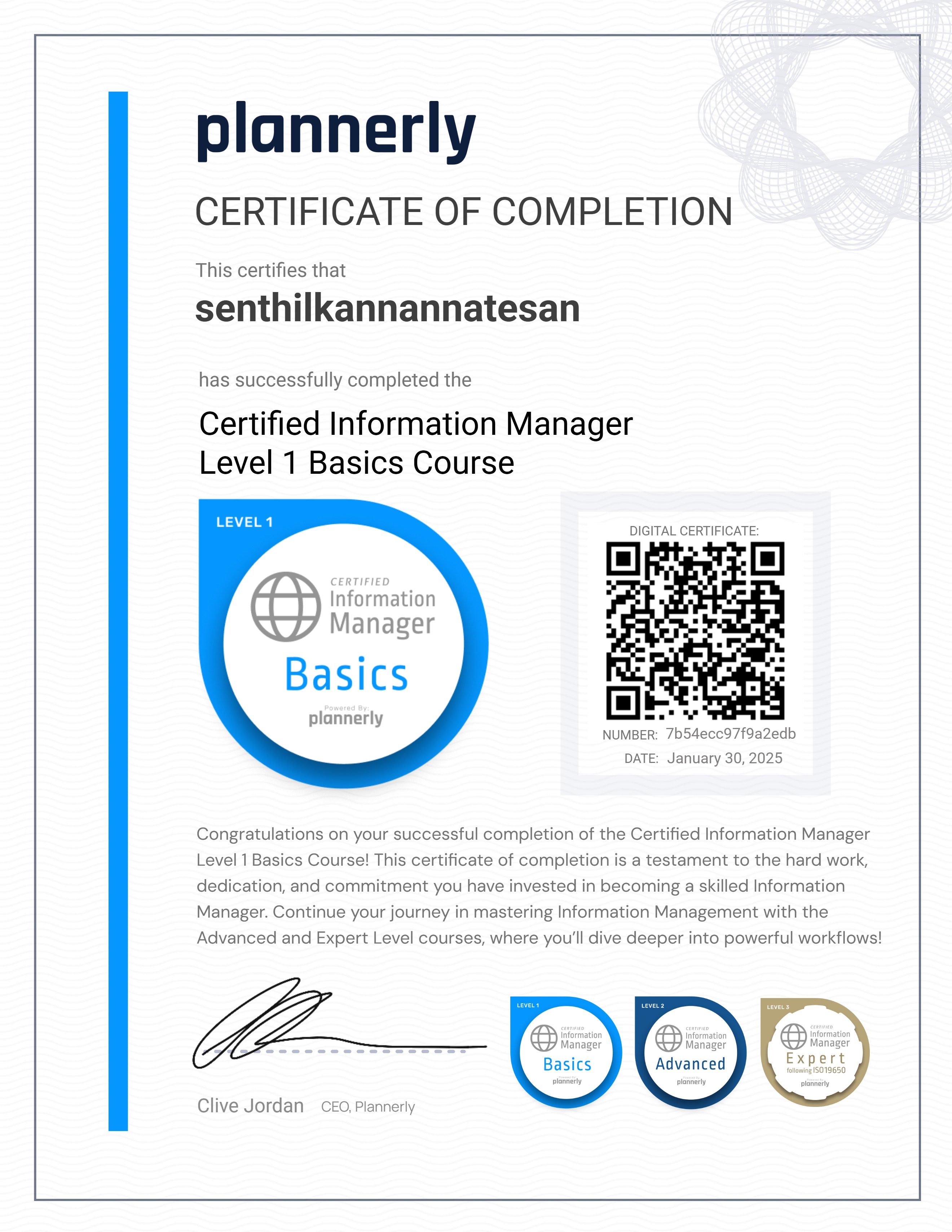 Level 1 Information Manager - Basics