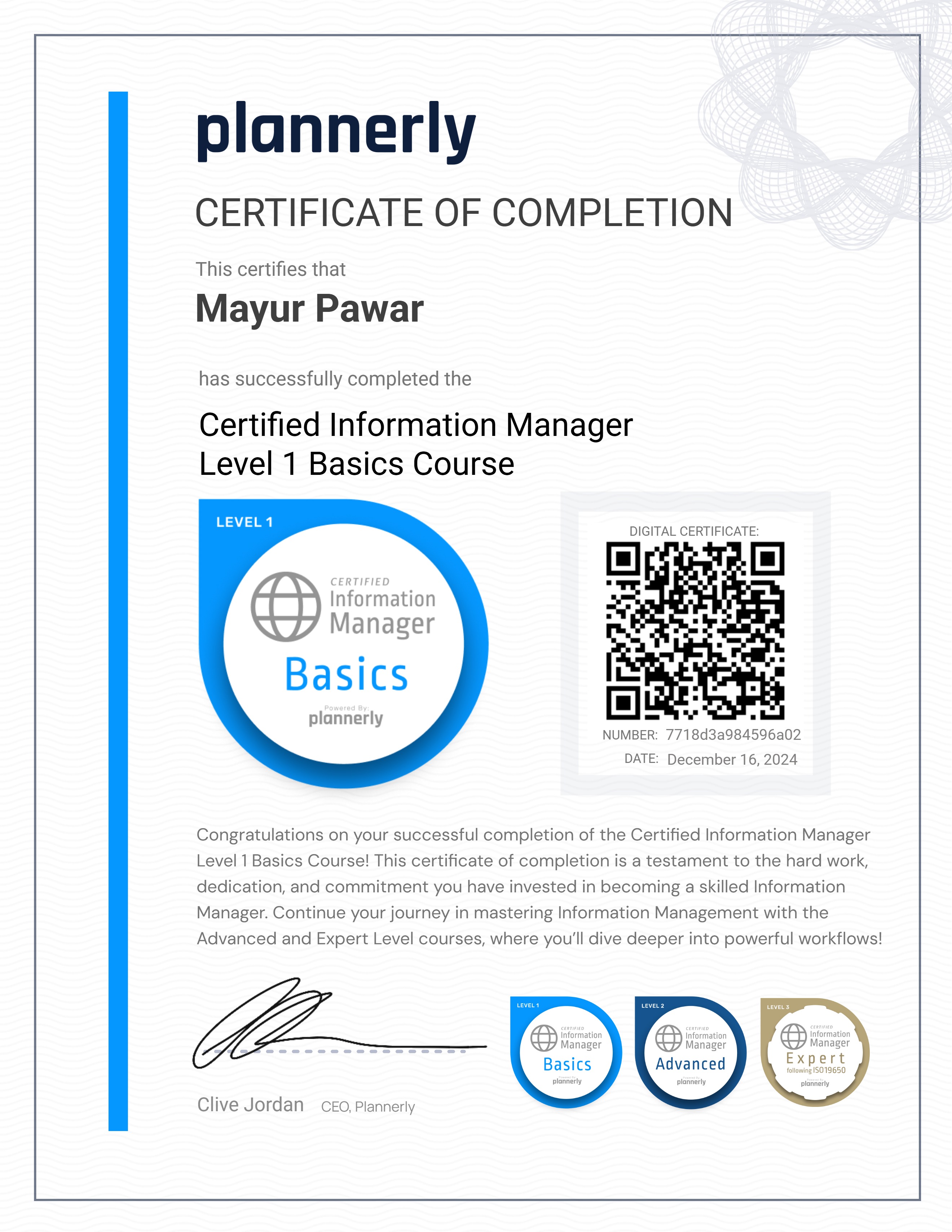 Level 1 Information Manager - Basics