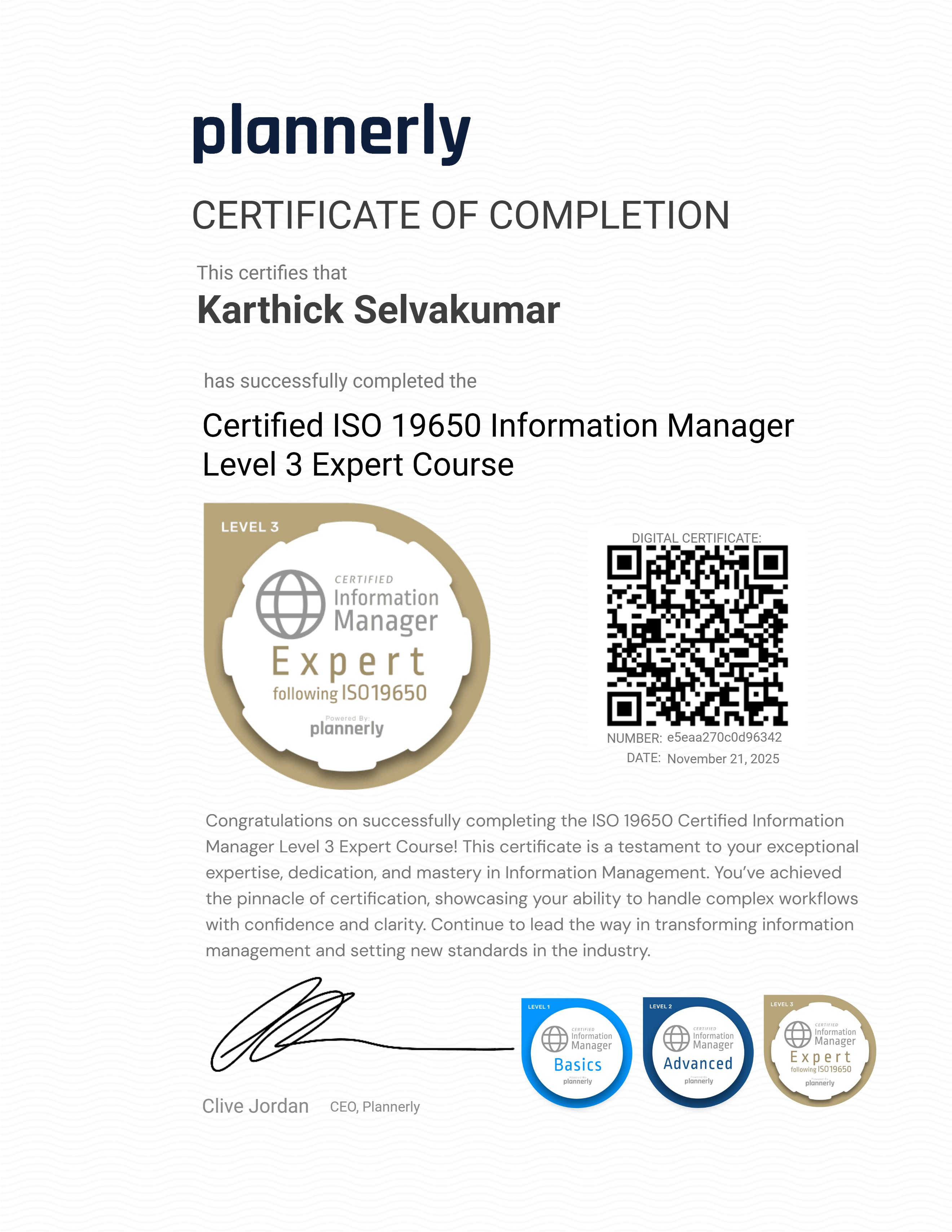 Level 3 Information Manager - ISO 19650 Expert