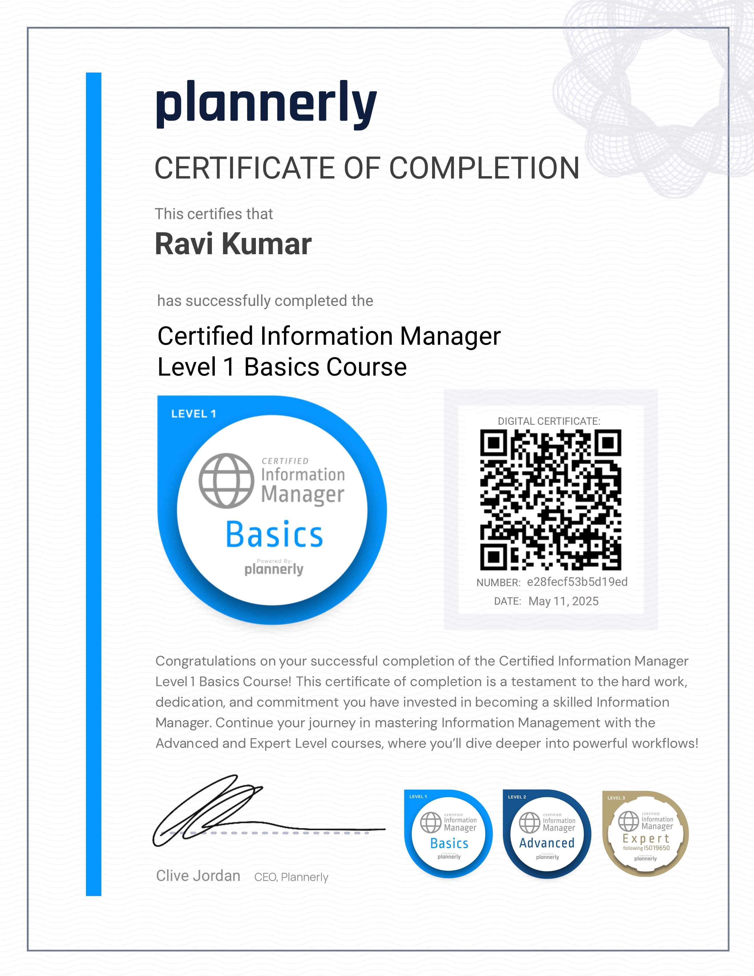 Level 1 Information Manager - Basics