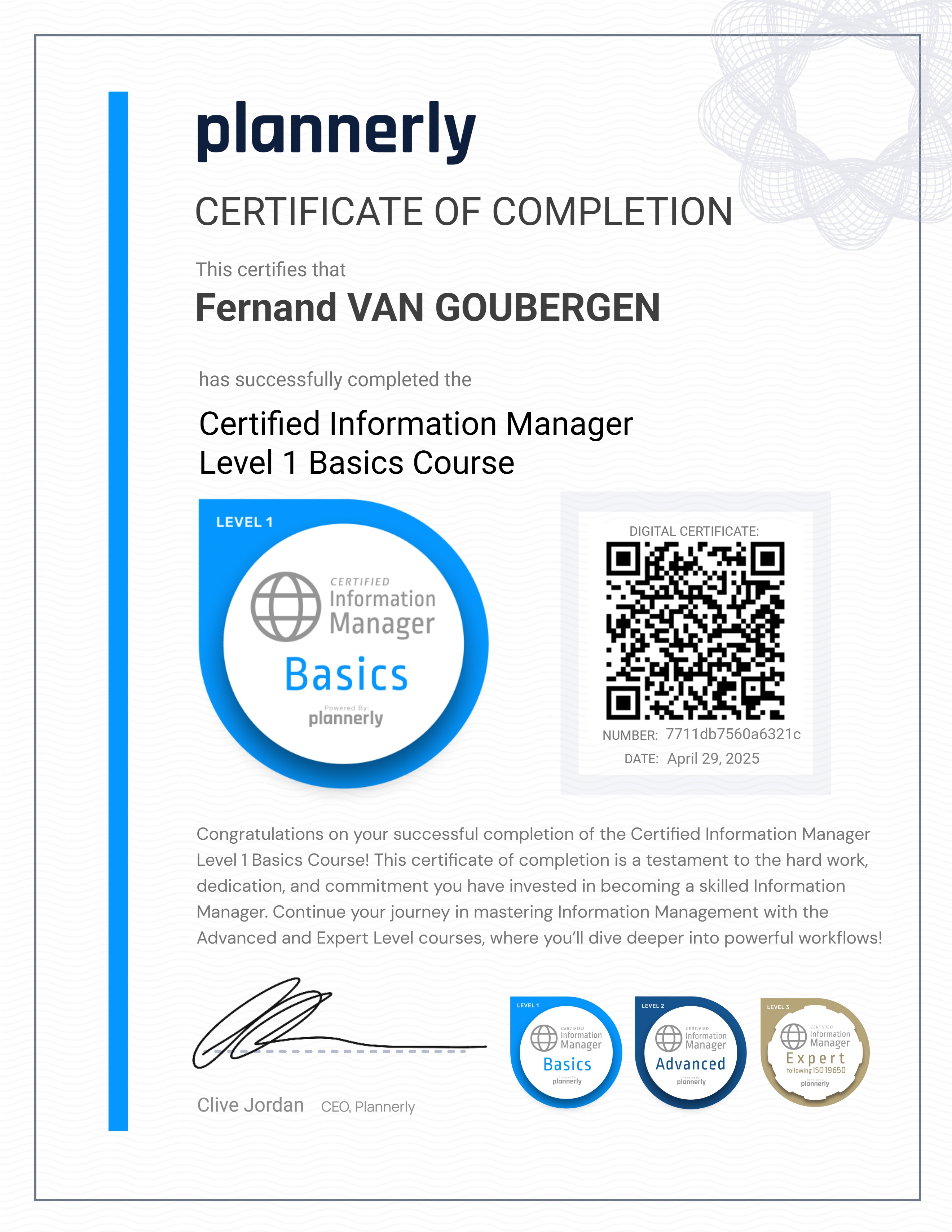 Level 1 Information Manager - Basics